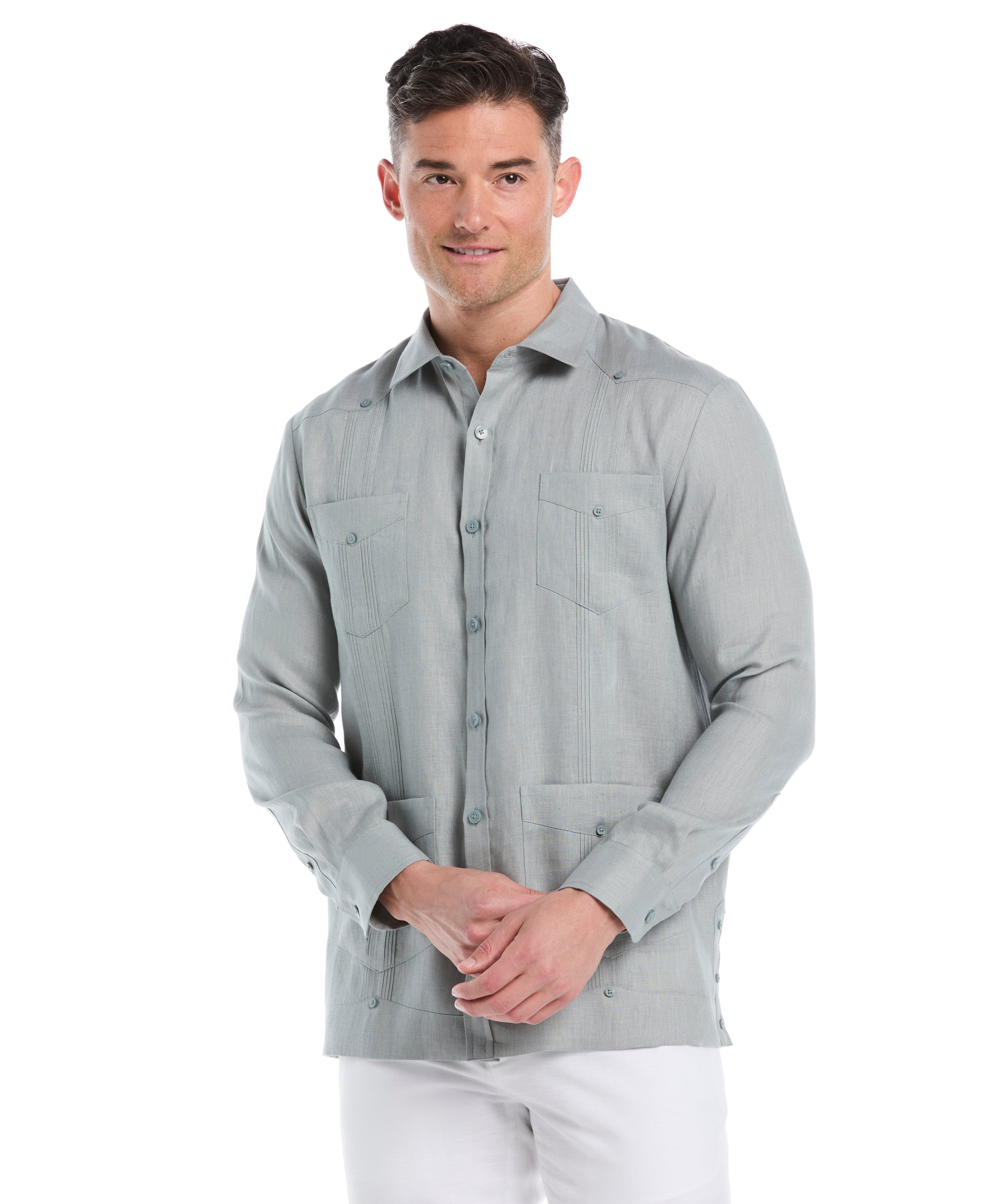 Big & Tall 100% Linen Classic Guayabera Shirt - Long Sleeve