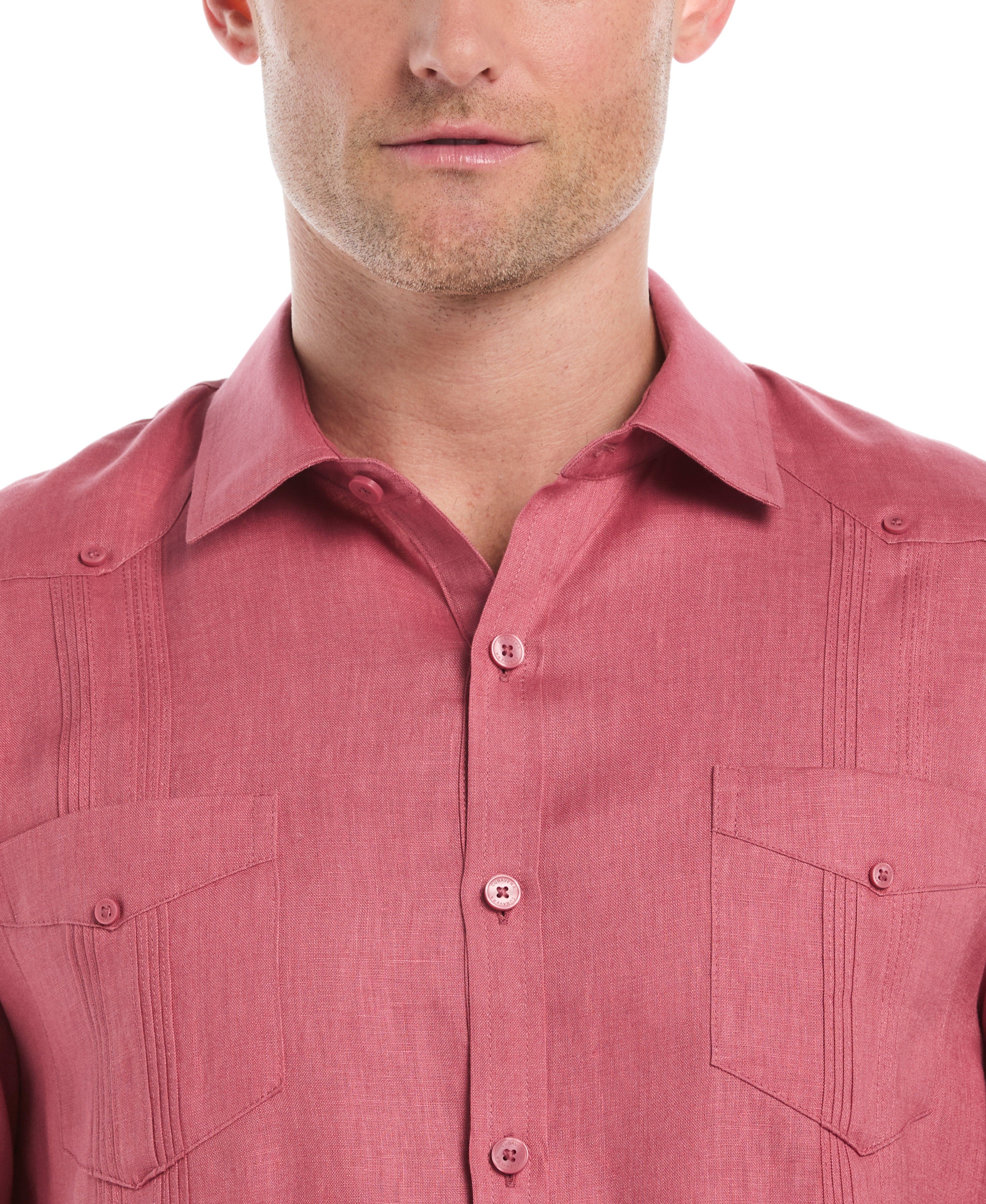 Big & Tall 100% Linen Classic Guayabera Shirt - Long Sleeve