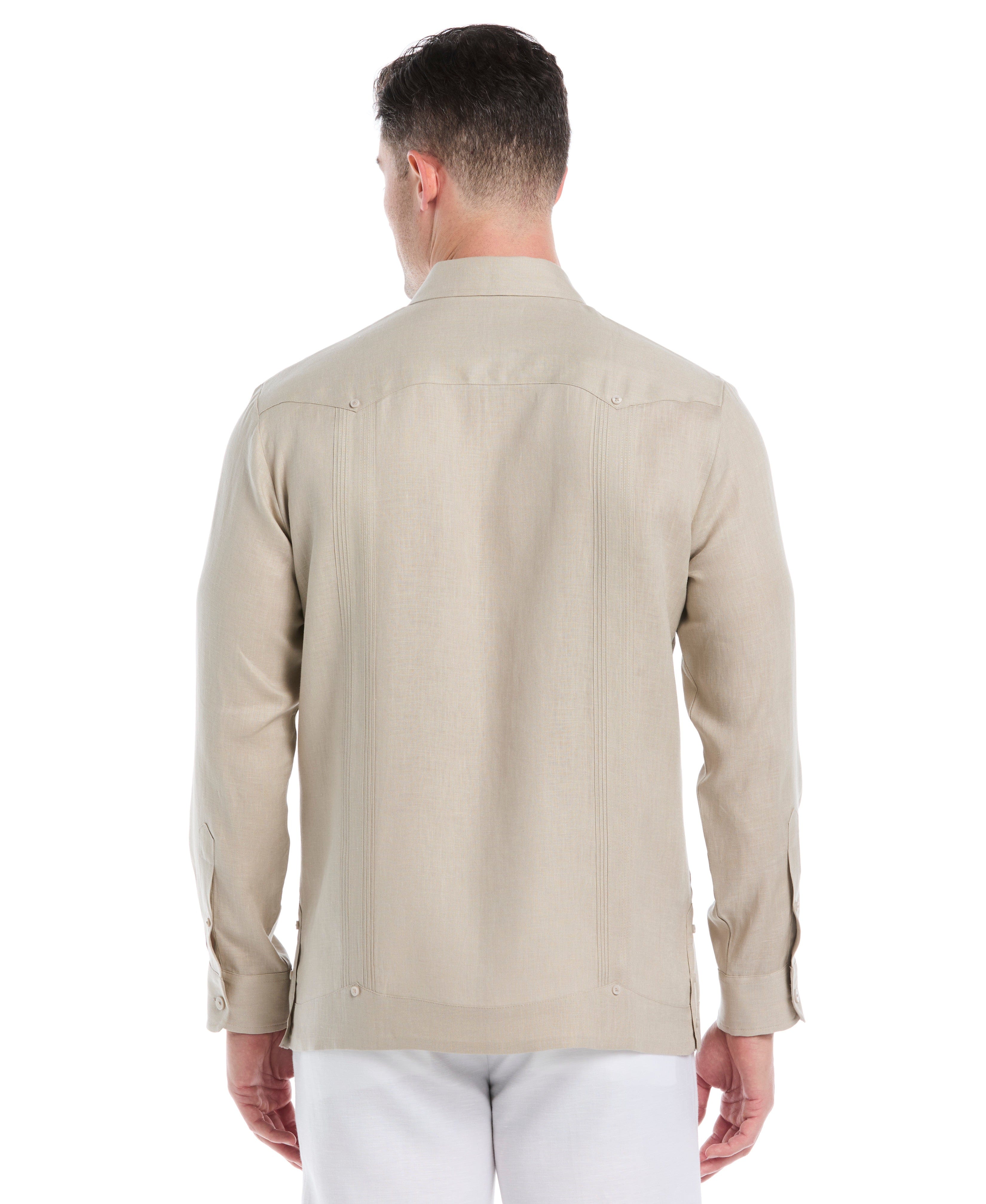 Big & Tall 100% Linen Classic Guayabera Shirt - Long Sleeve