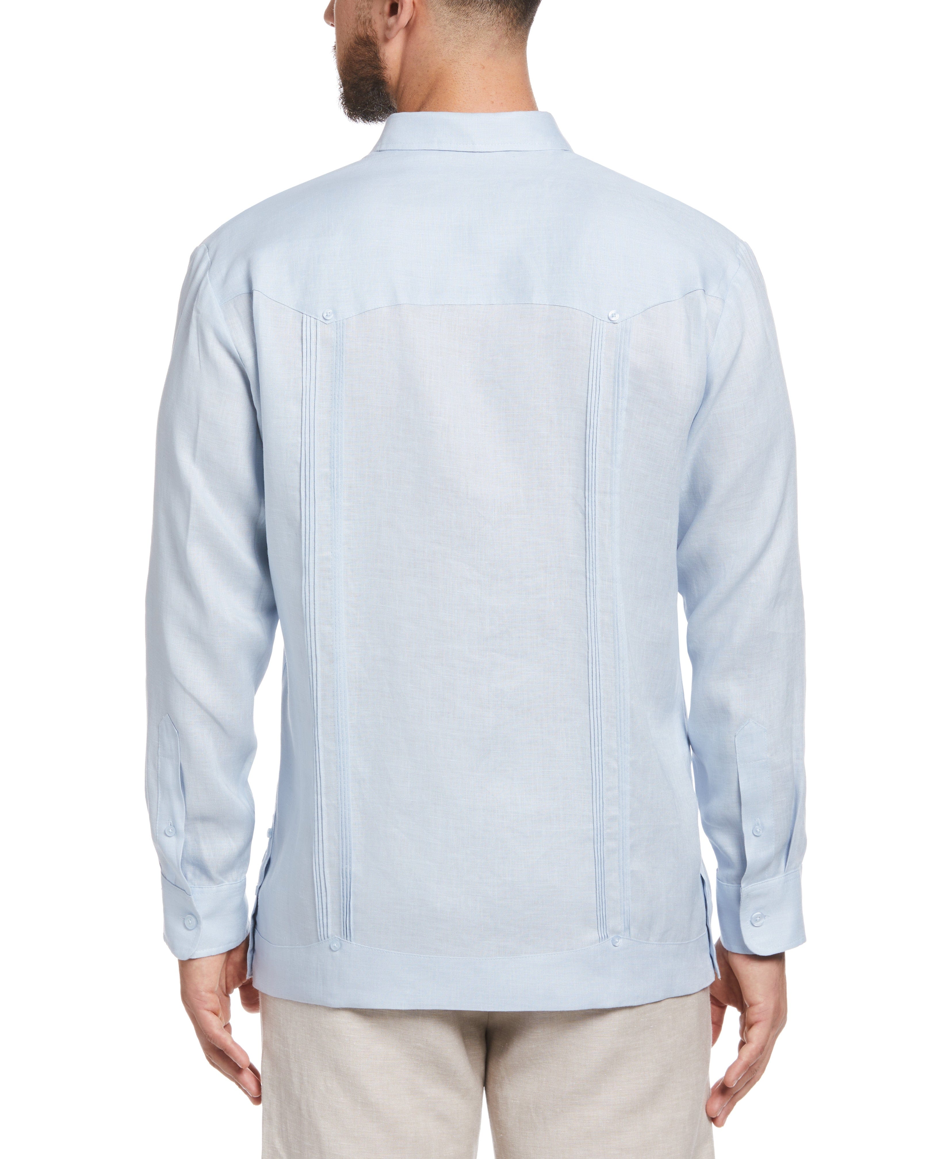 Big & Tall 100% Linen Classic Guayabera Shirt - Long Sleeve