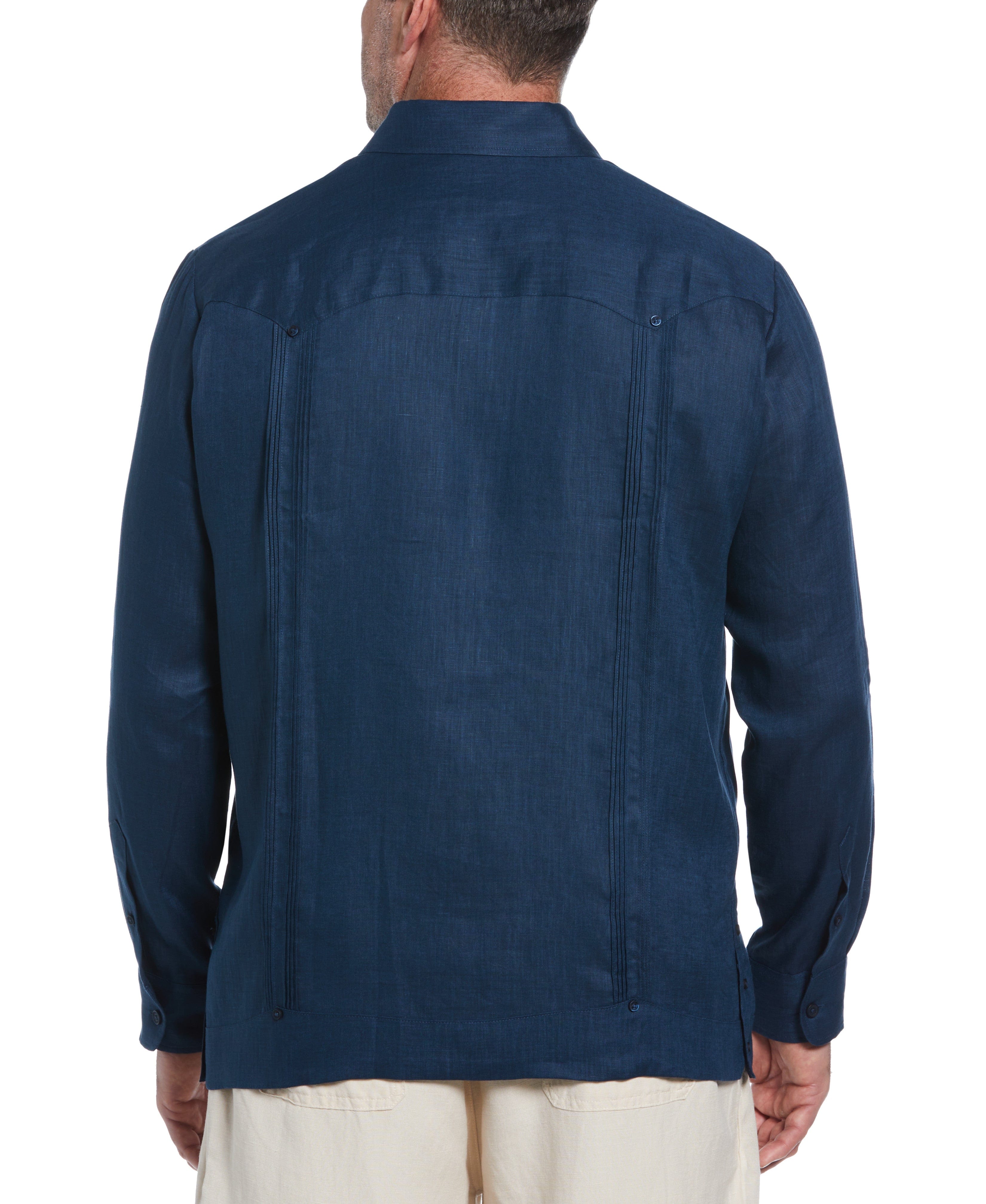 Big & Tall 100% Linen Classic Guayabera Shirt - Long Sleeve