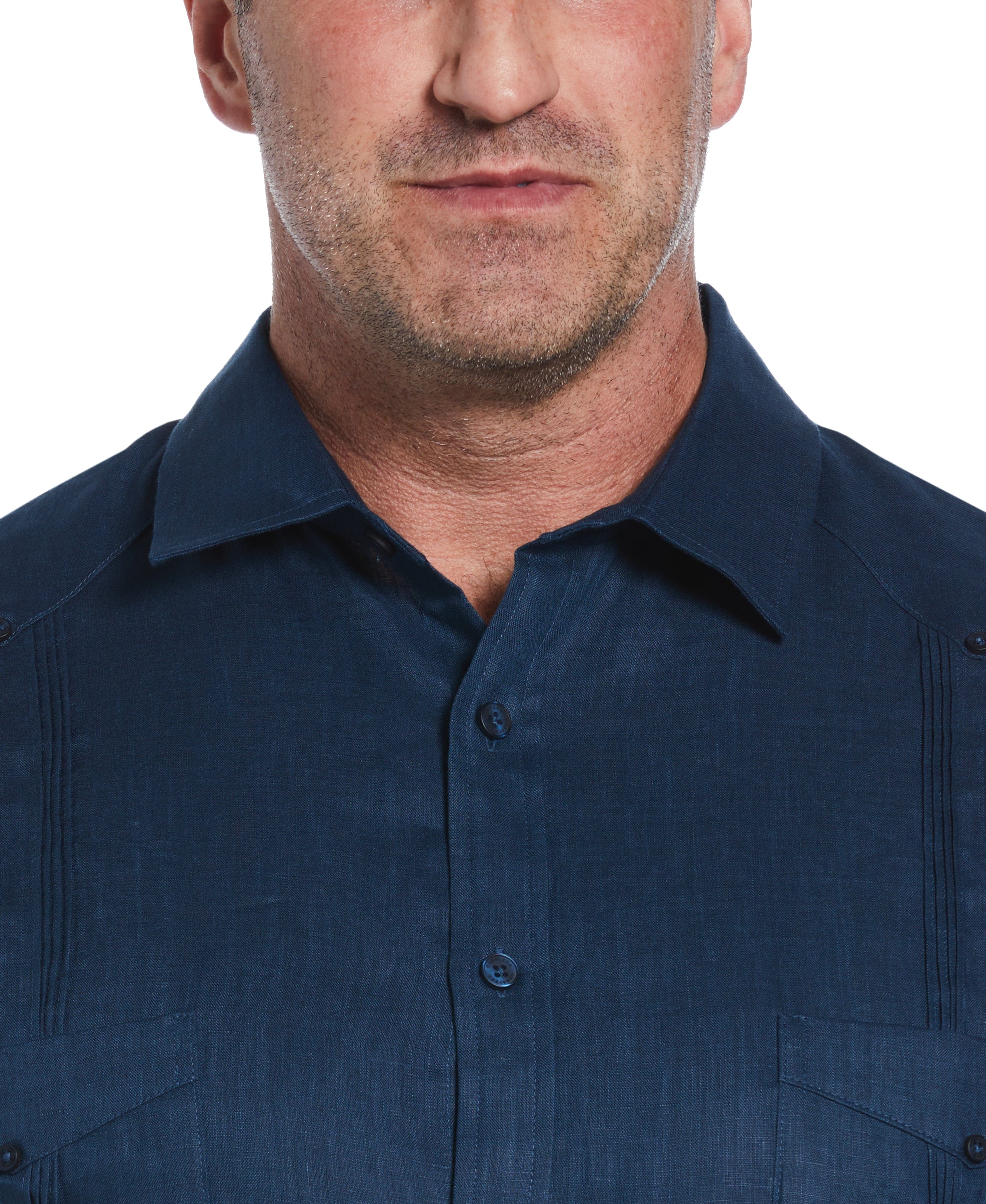 Big & Tall 100% Linen Classic Guayabera Shirt - Long Sleeve