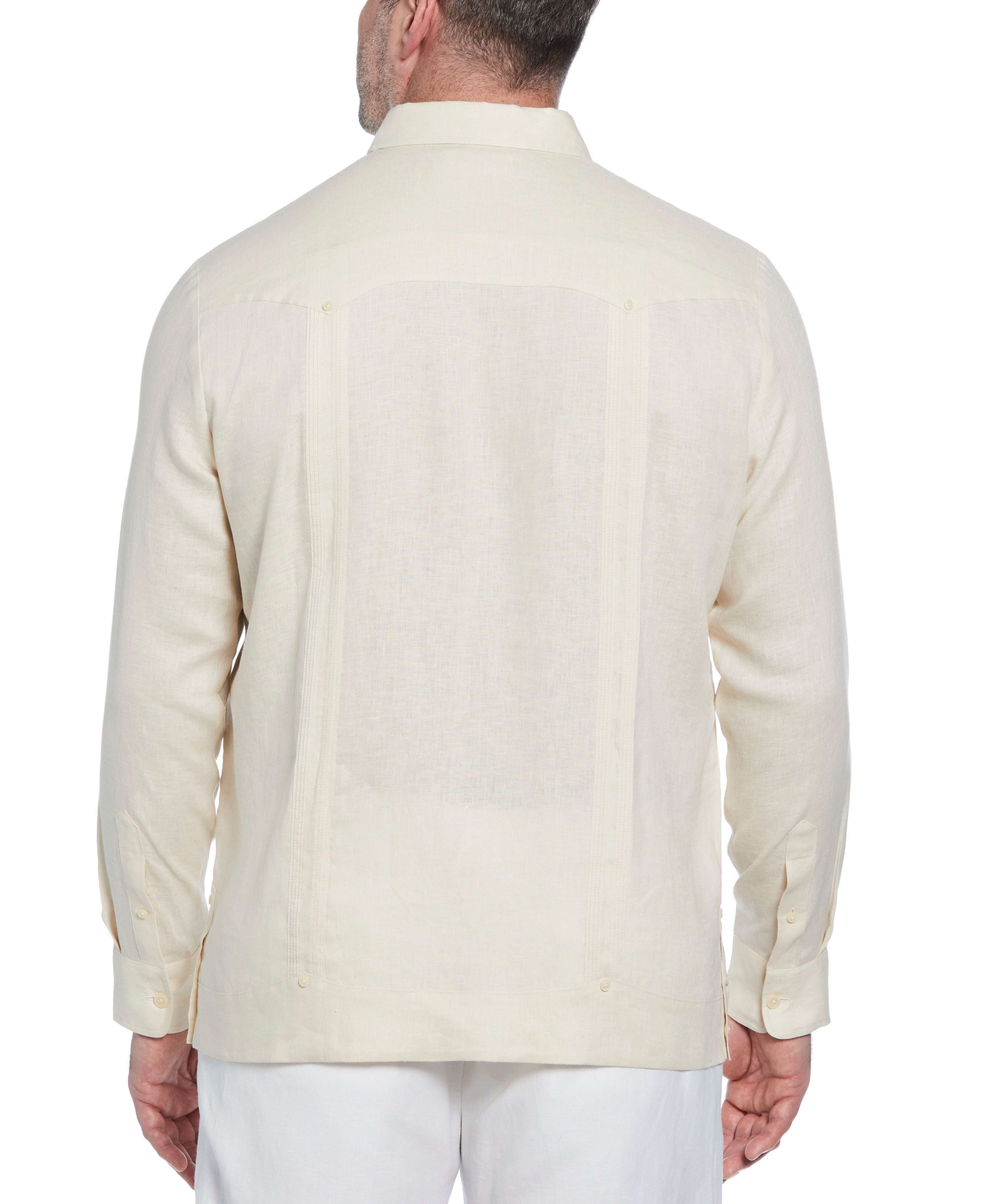 Big & Tall 100% Linen Classic Guayabera Shirt - Long Sleeve