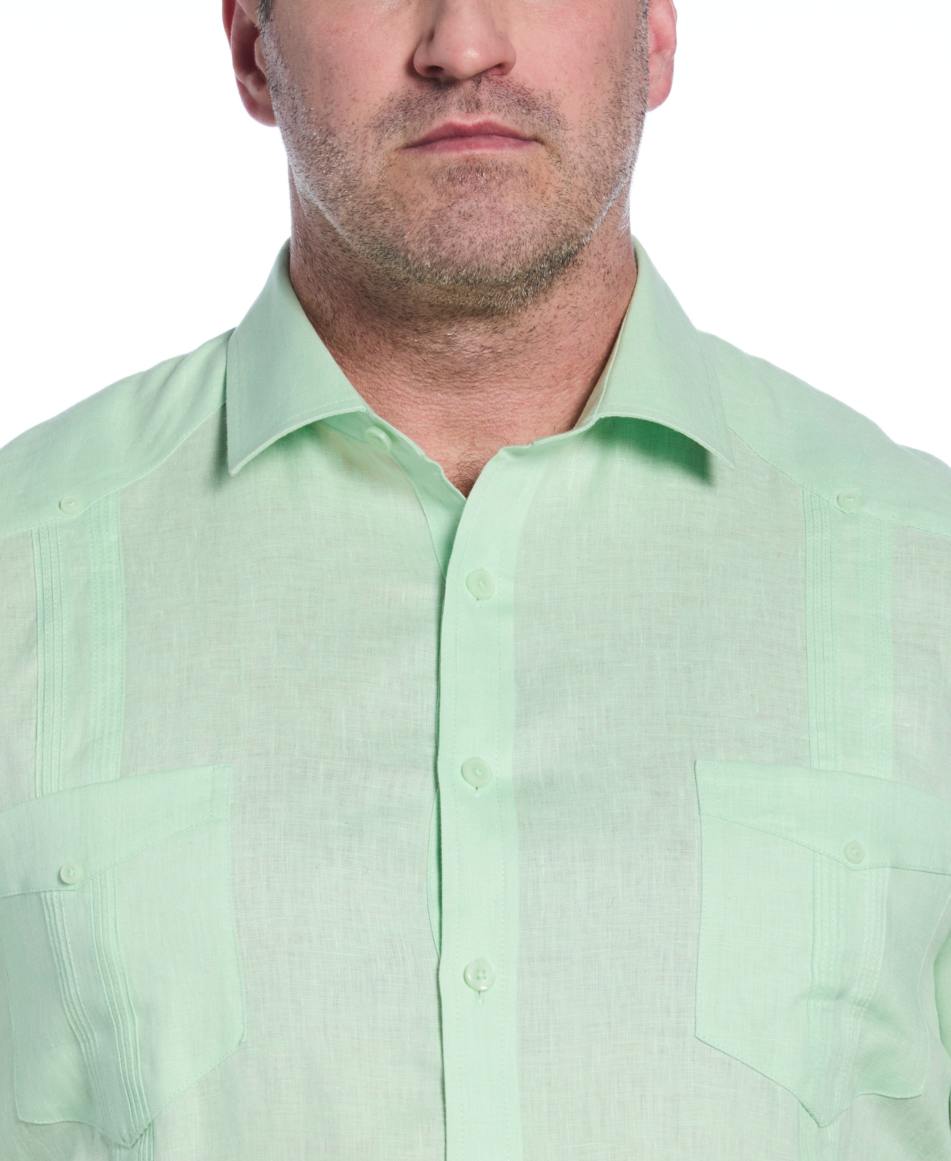 Big & Tall 100% Linen Classic Guayabera Shirt - Long Sleeve