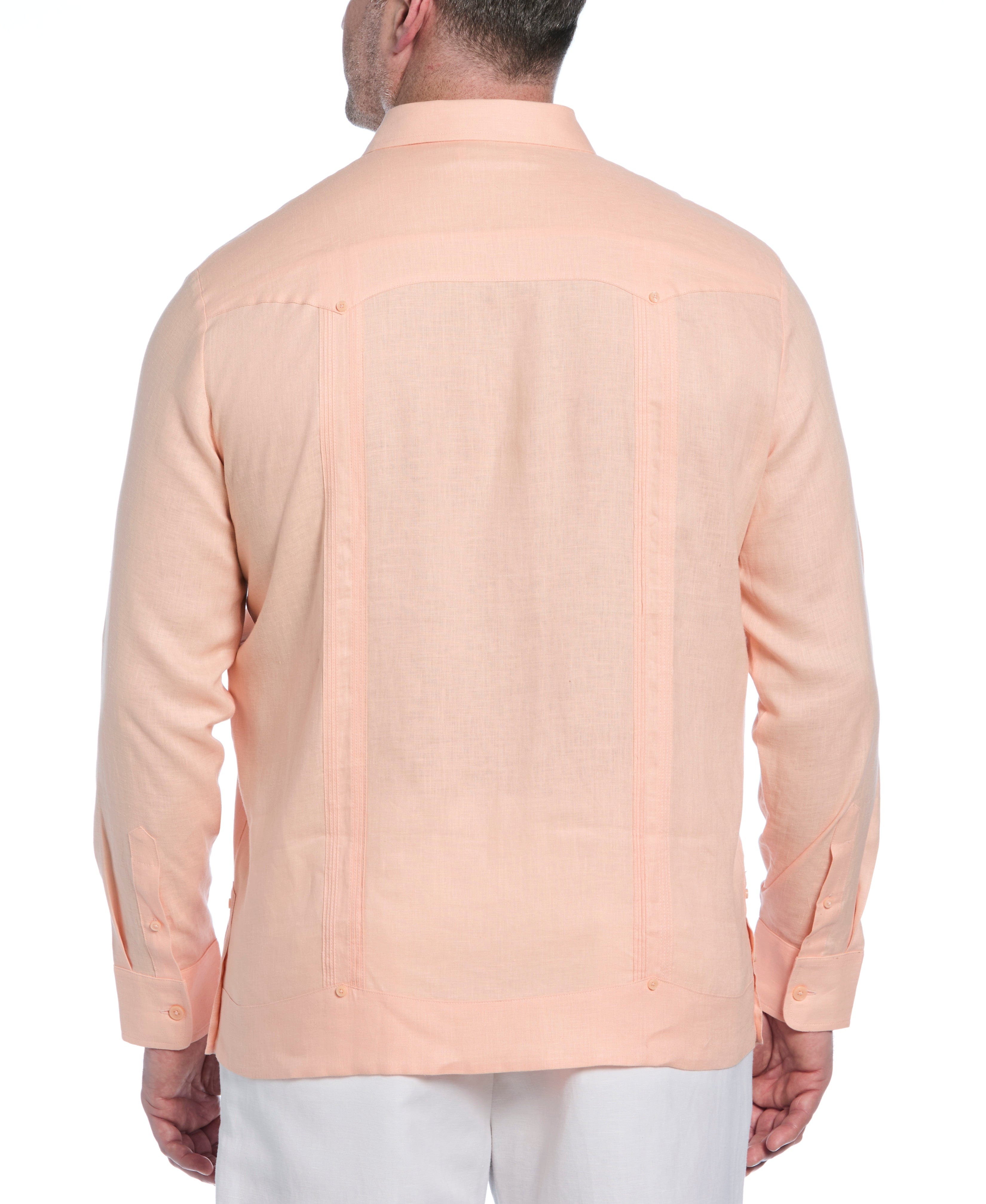 Big & Tall 100% Linen Classic Guayabera Shirt - Long Sleeve