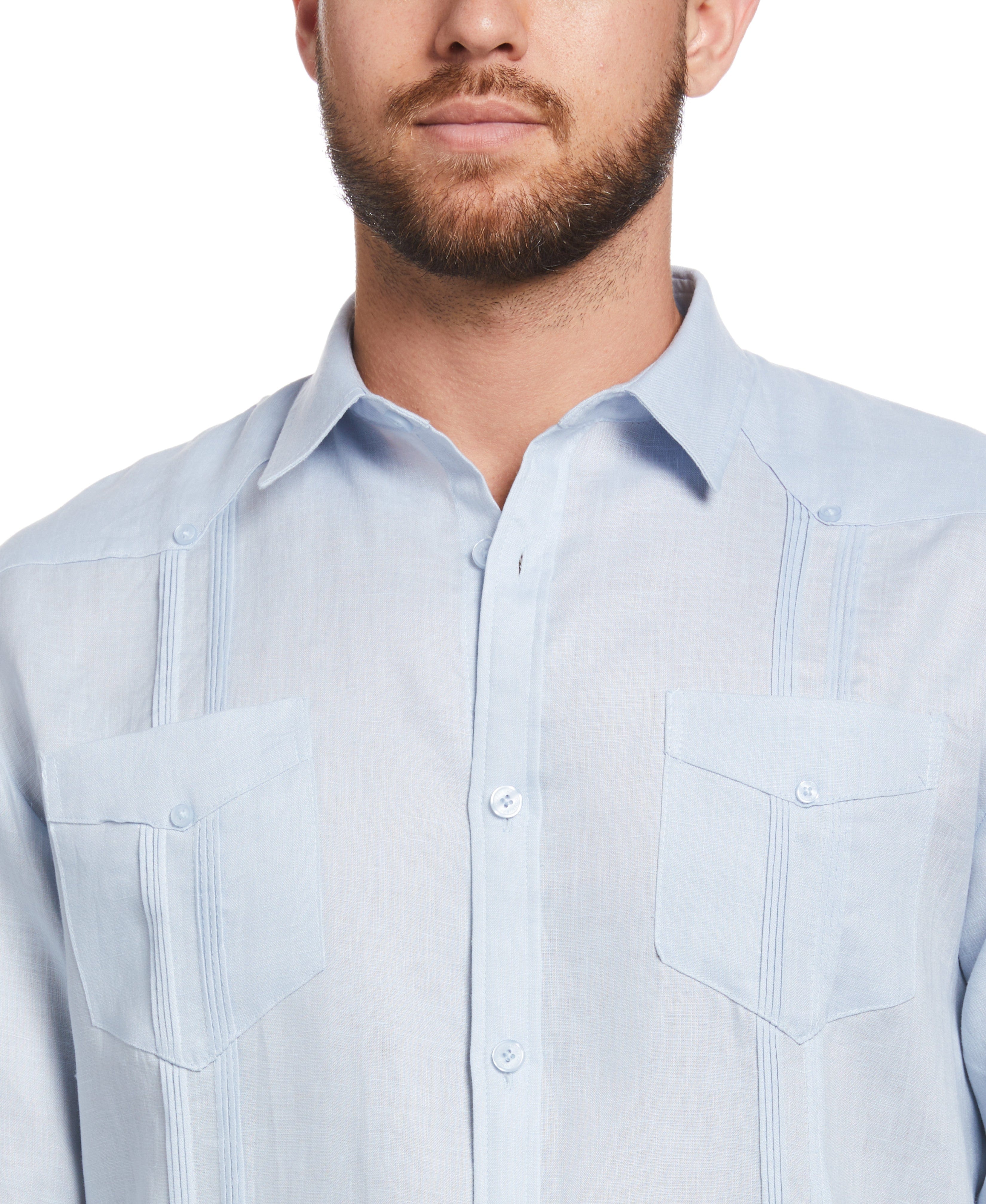 Big & Tall 100% Linen Classic Guayabera Shirt - Long Sleeve
