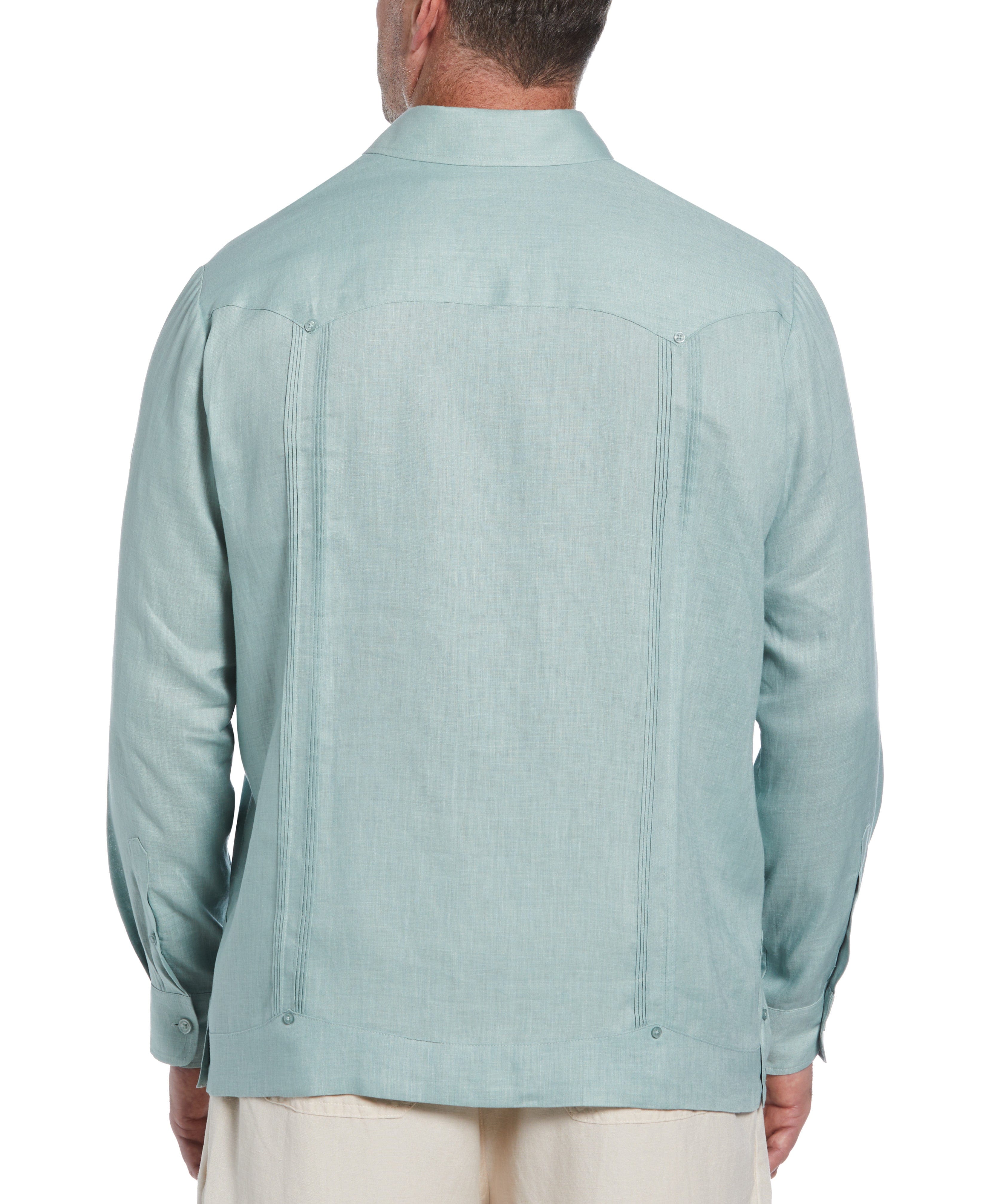 Big & Tall 100% Linen Classic Guayabera Shirt - Long Sleeve