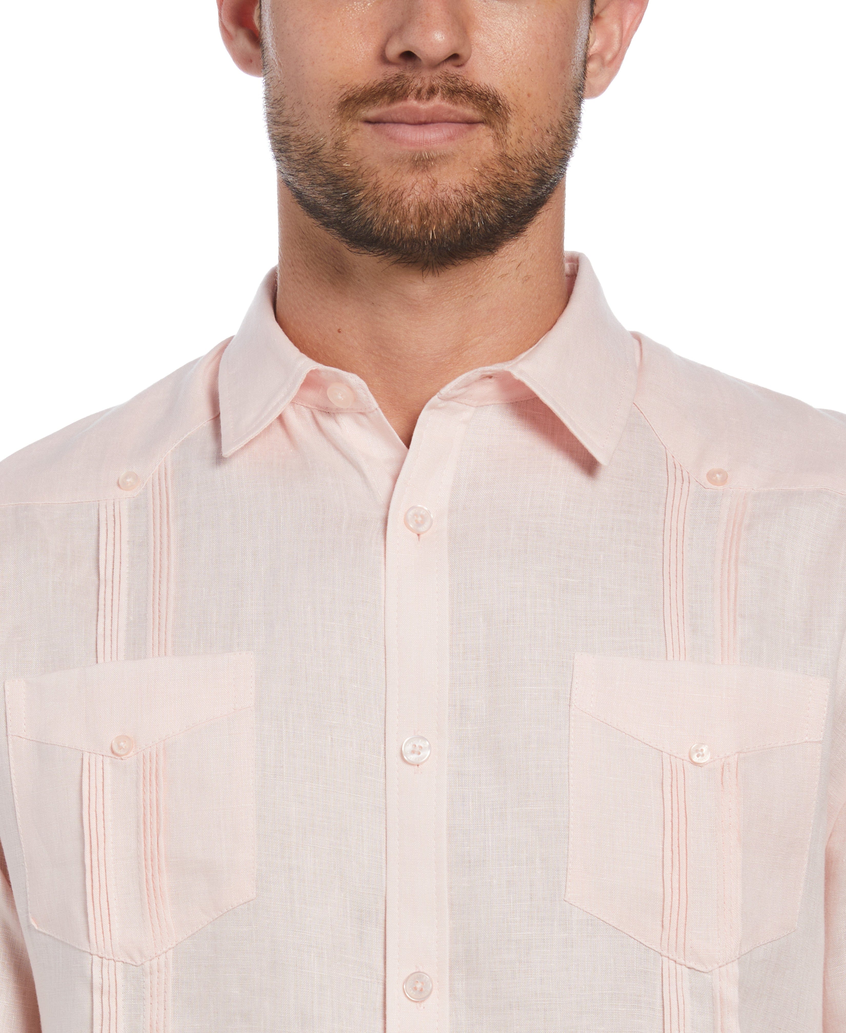 Big & Tall 100% Linen Classic Guayabera Shirt - Long Sleeve