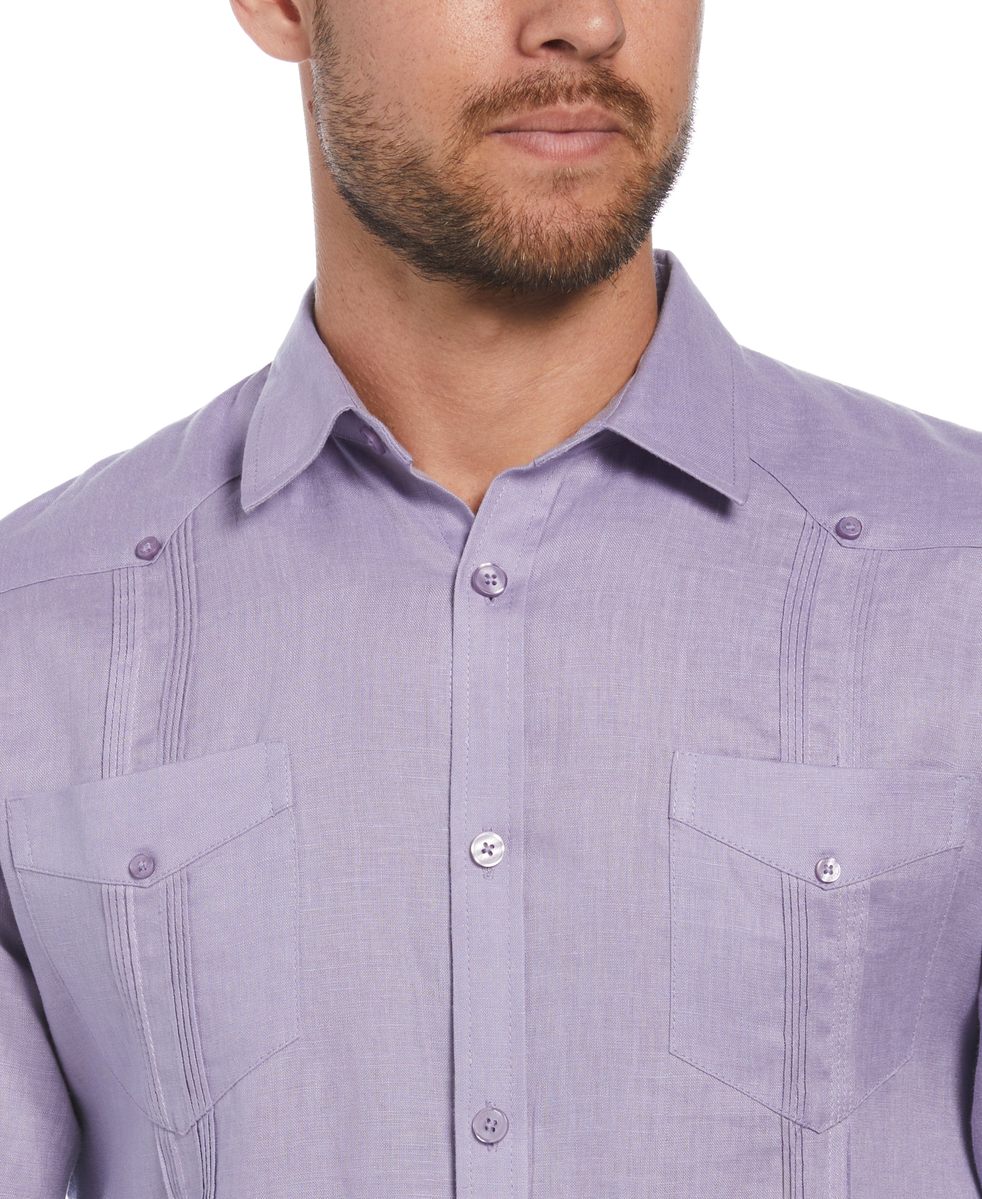Big & Tall 100% Linen Classic Guayabera Shirt - Long Sleeve