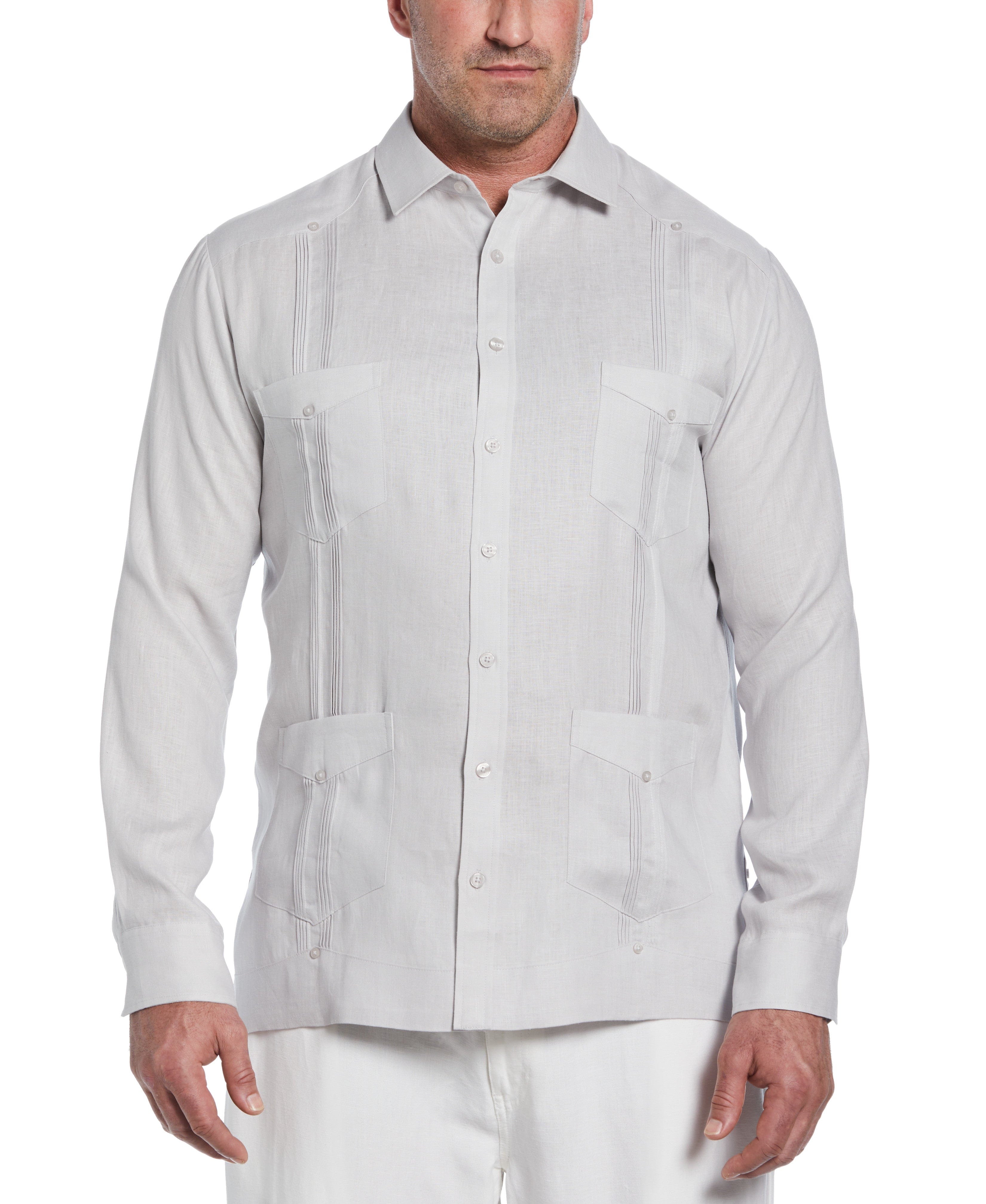 Big & Tall 100% Linen Classic Guayabera Shirt - Long Sleeve