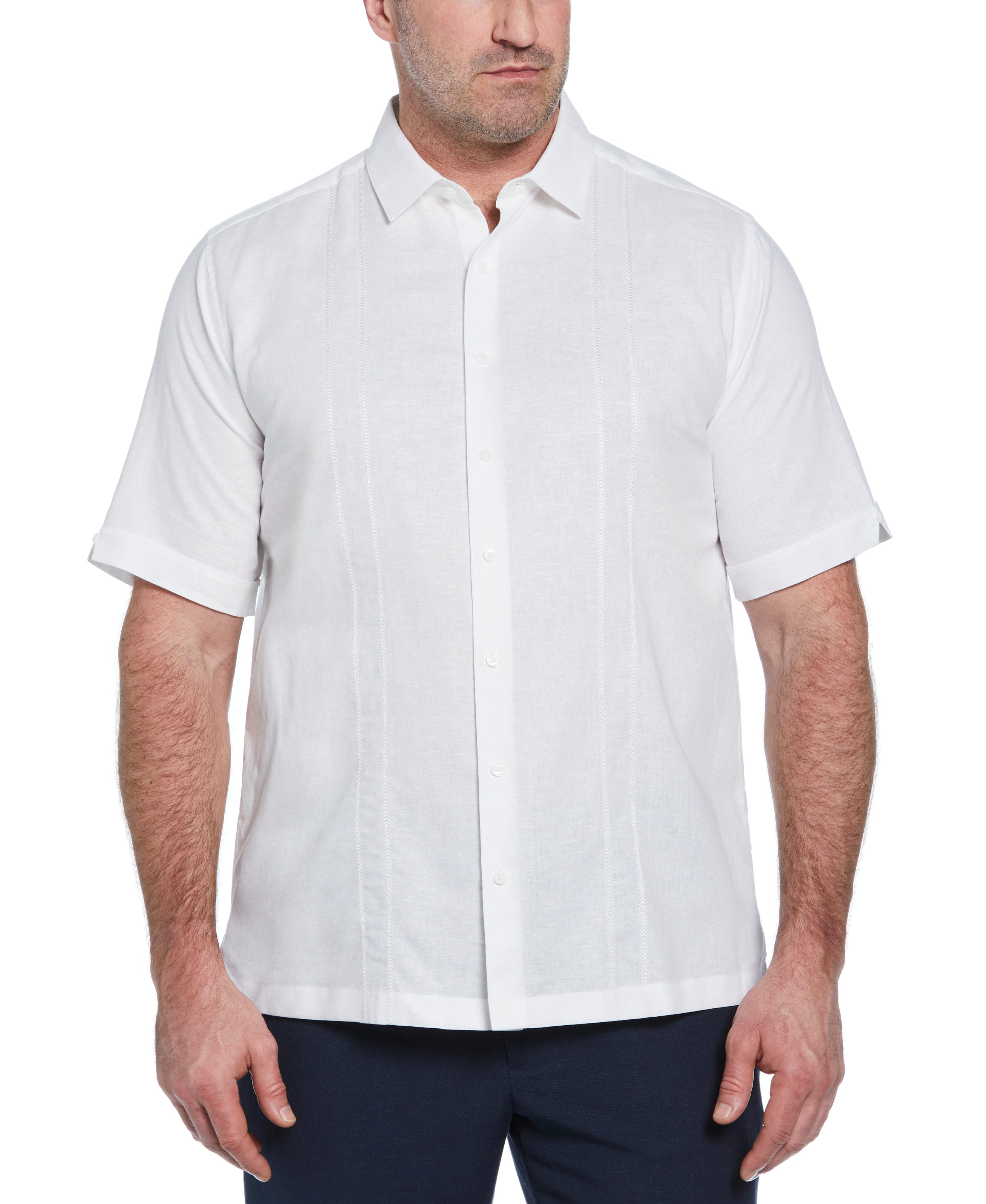 Big & Tall Linen Blend Embroidered Panel Shirt