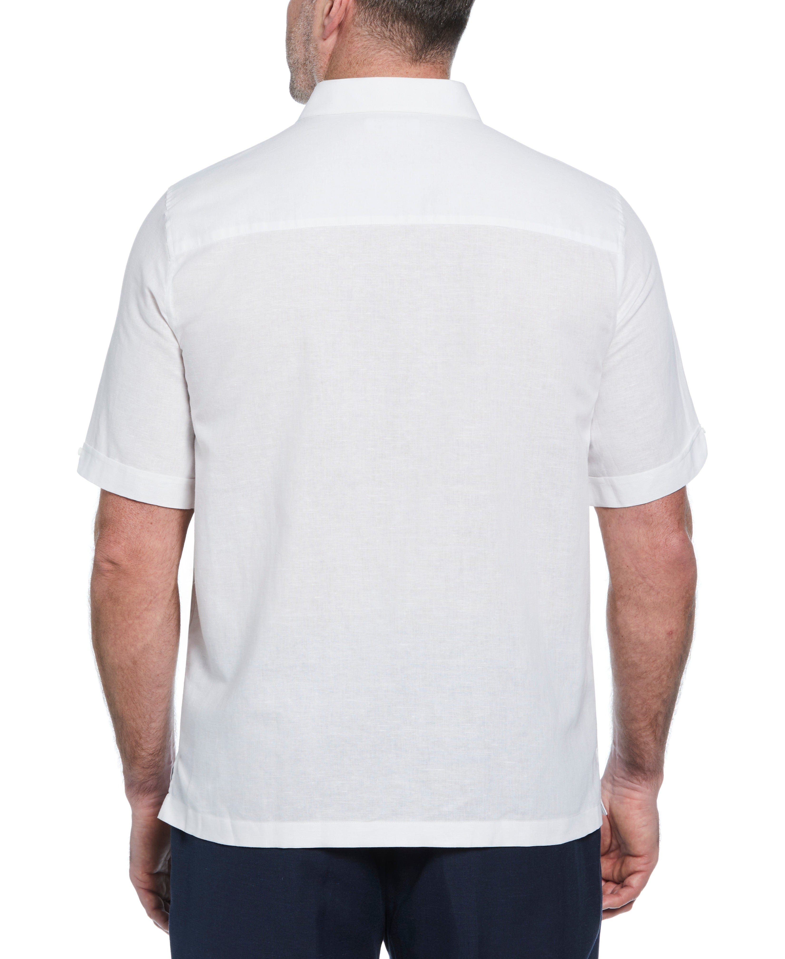 Big & Tall Linen Blend Embroidered Panel Shirt