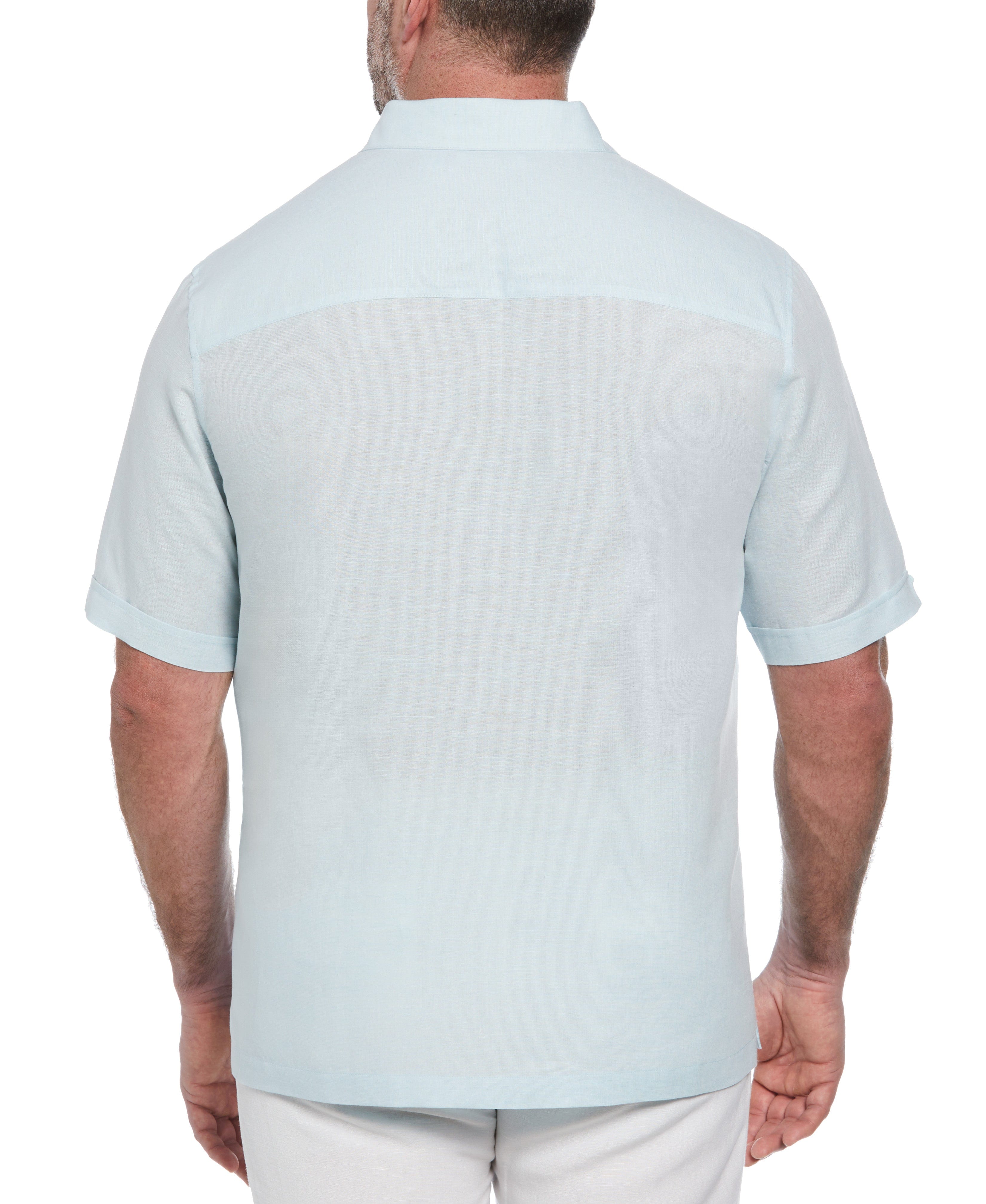 Big & Tall Linen Blend Stripe Panel Shirt