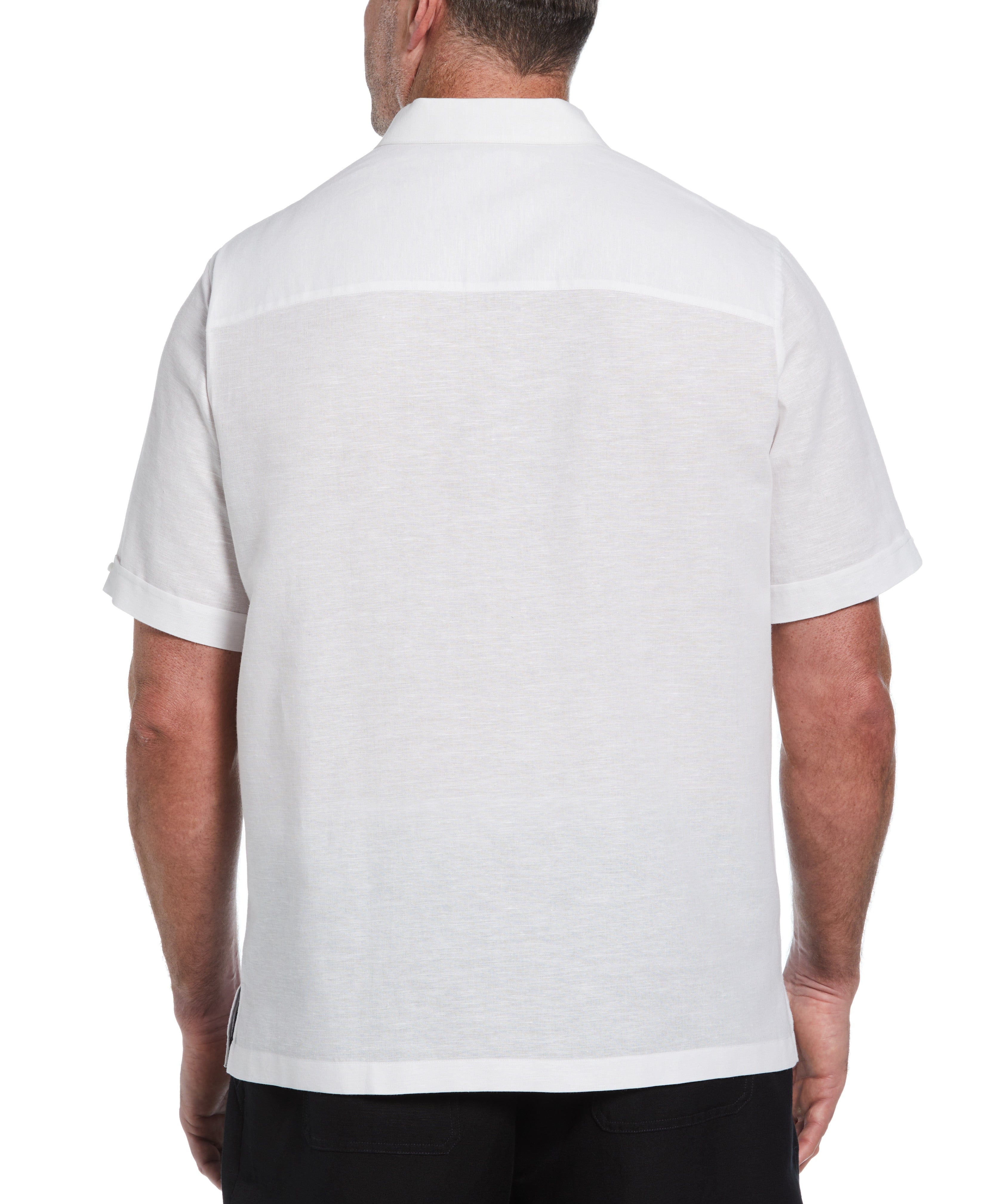 Big & Tall Linen Blend Yarn Dyed Panel Shirt