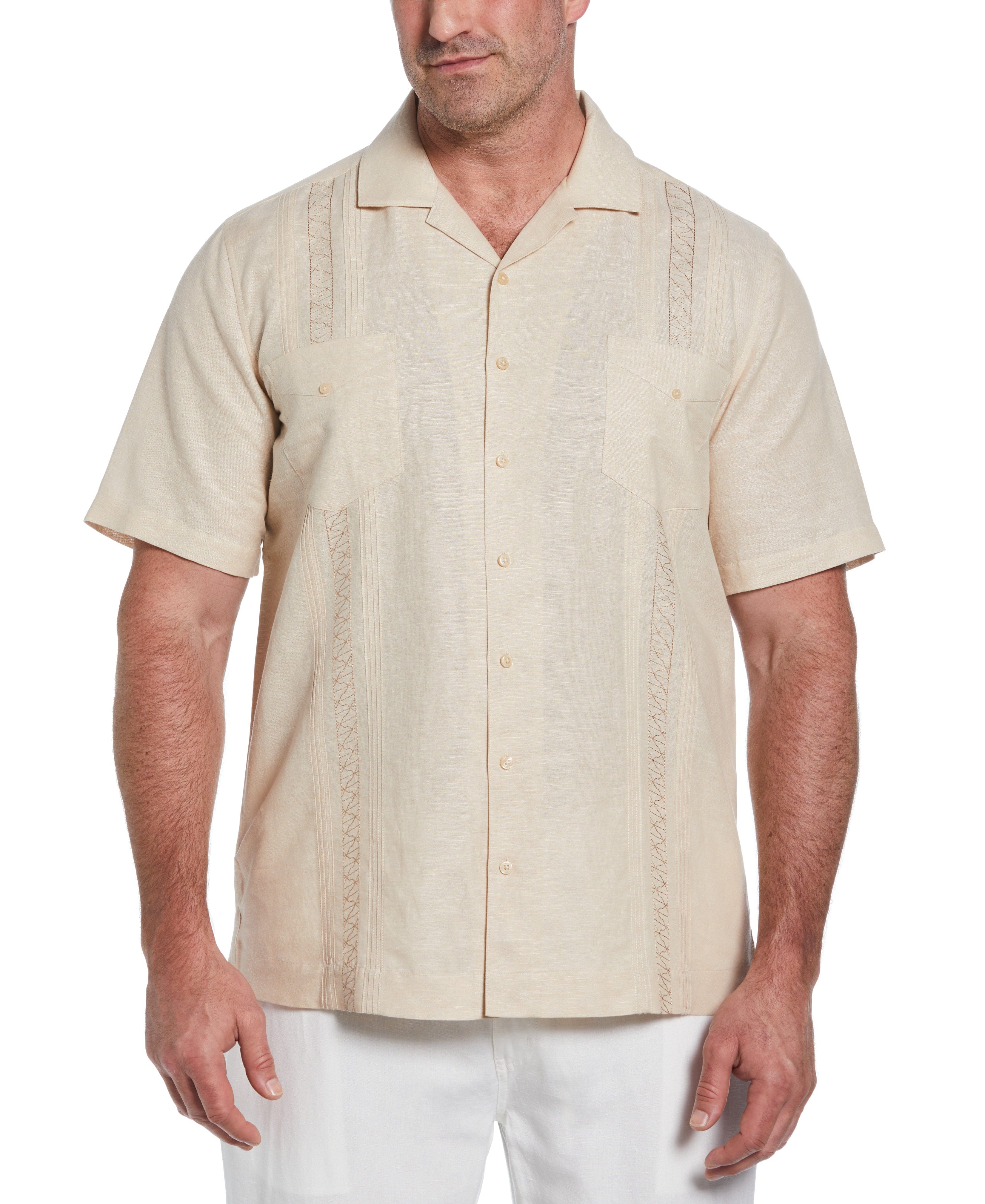Big & Tall Two Pocket Embroidered Guayabera Shirt