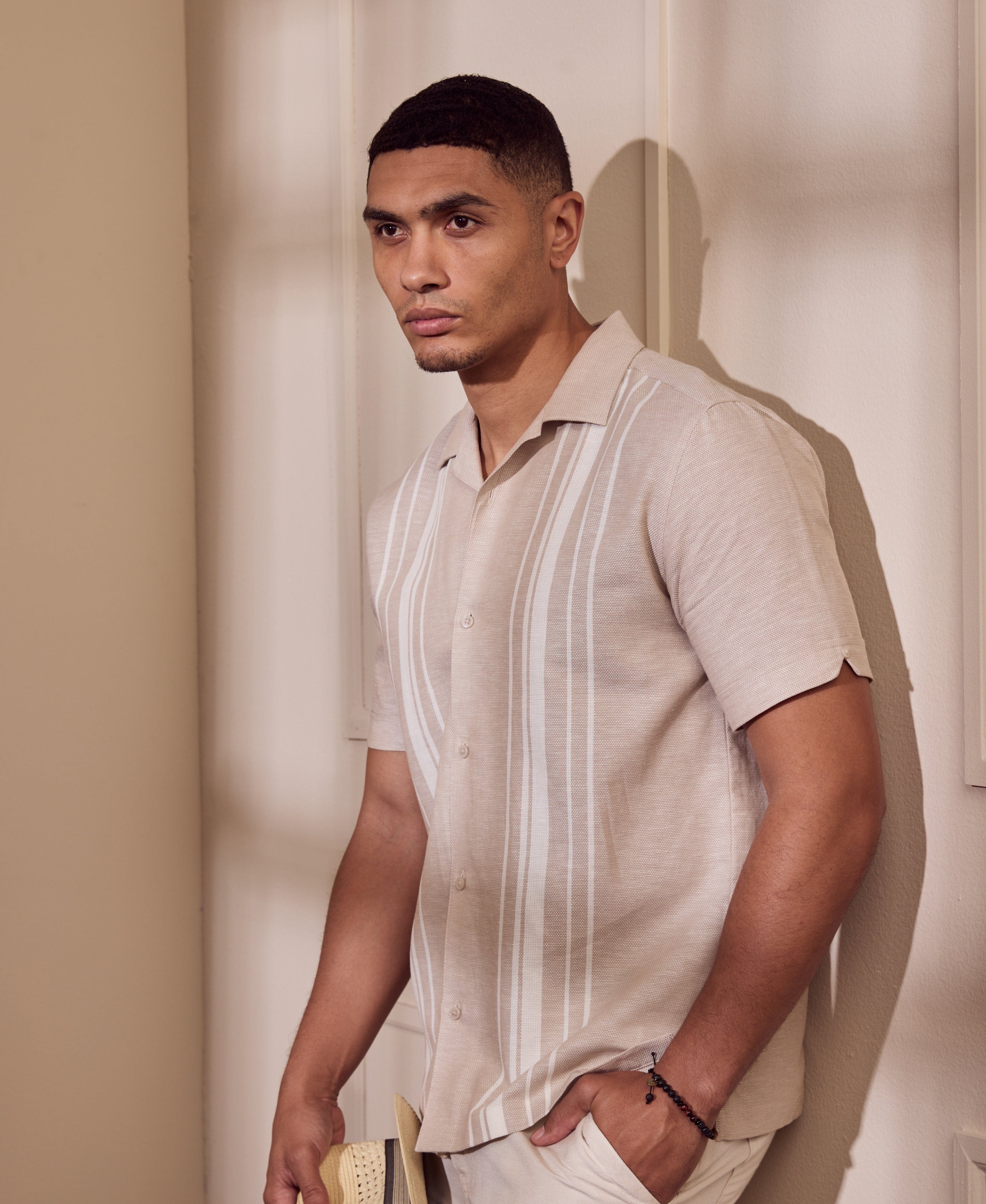 Cotton Linen Dobby Panel Shirt