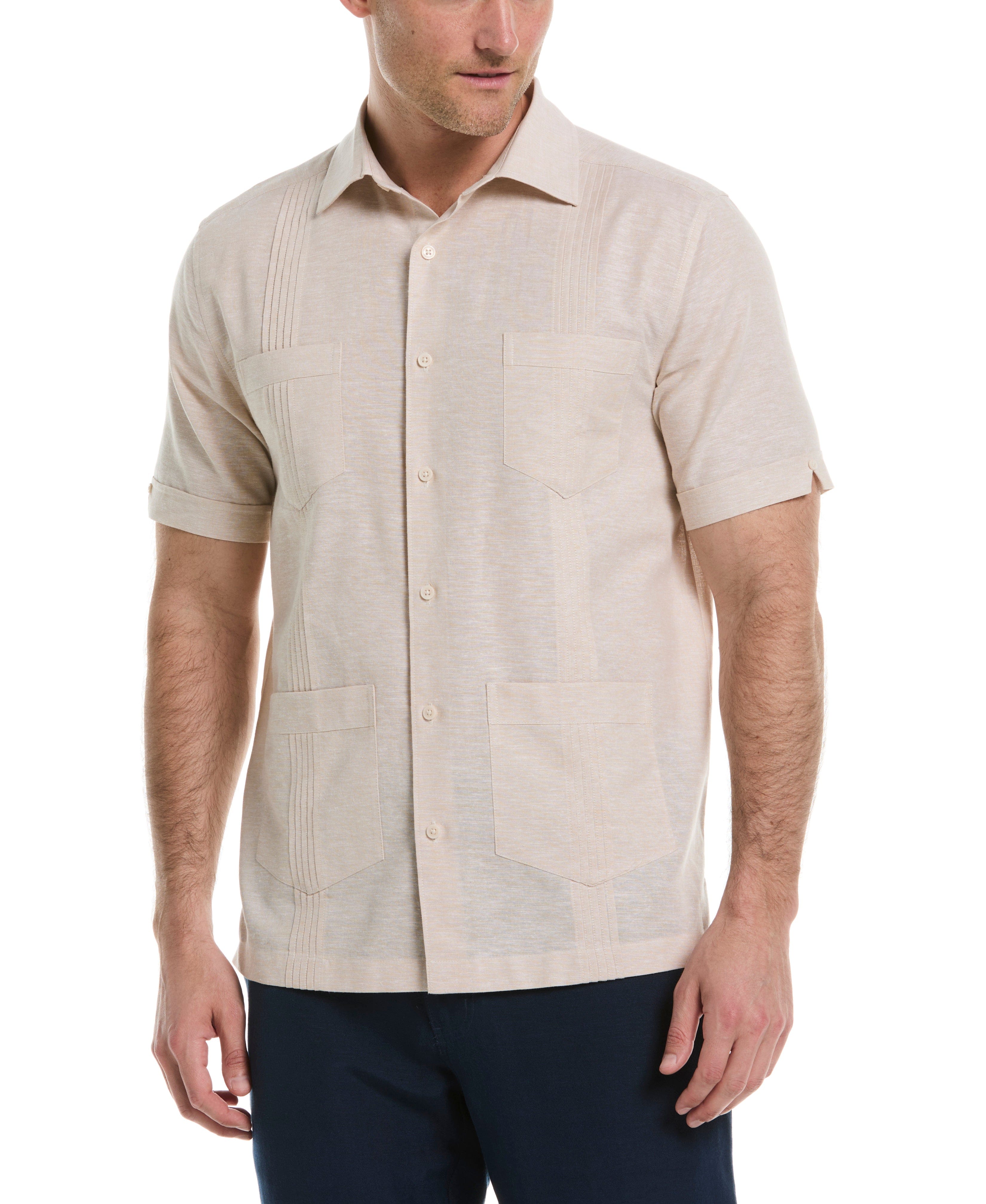 Linen Blend 4-Pocket Guayabera Shirt