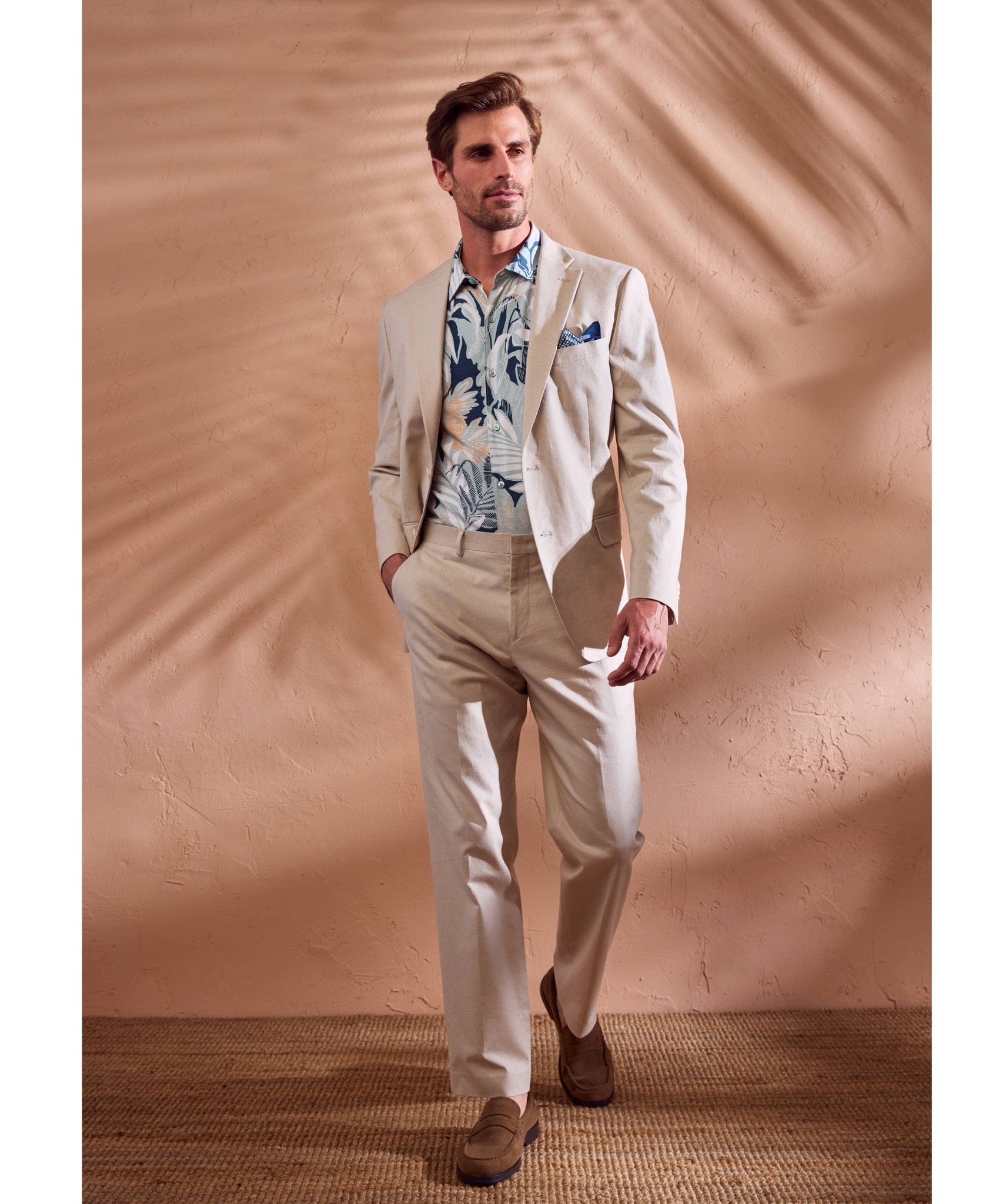 Linen Blend Beige Suit