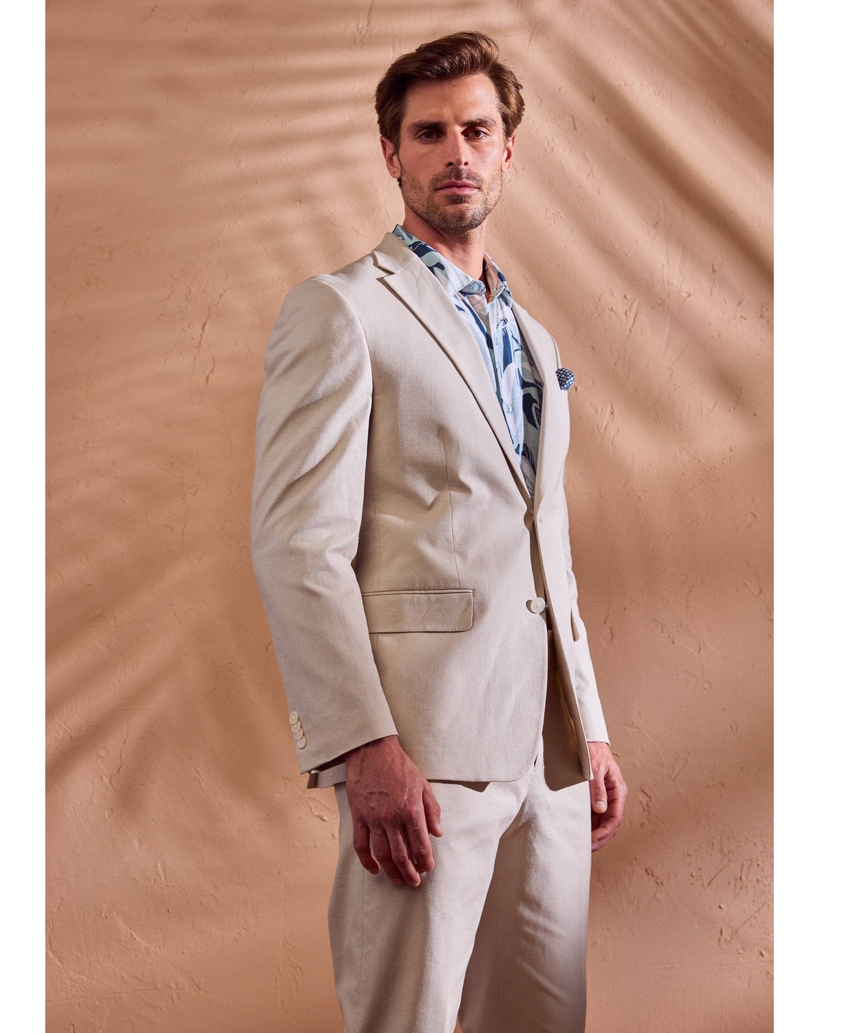 Linen Blend Beige Suit