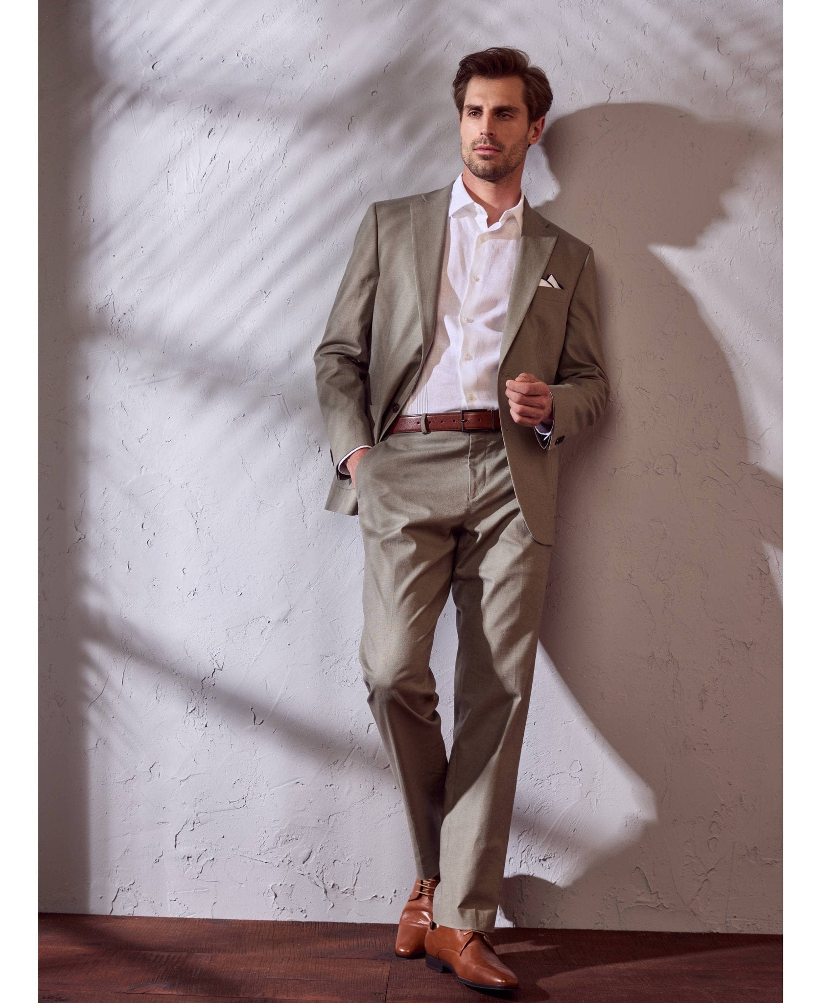 Linen Blend Burnt Olive Suit