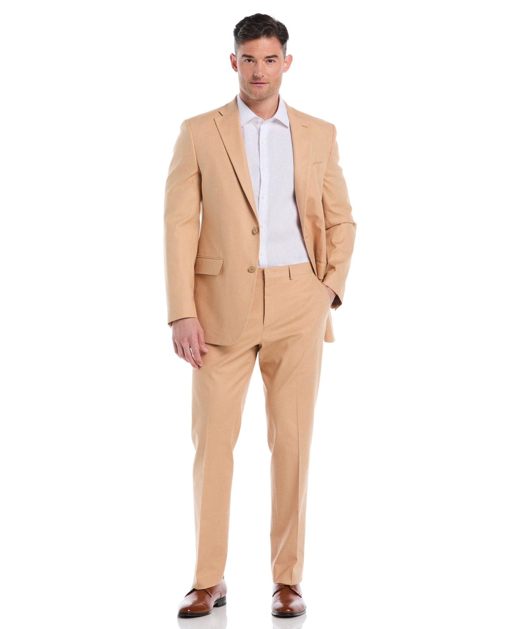 Linen Blend Camel Suit