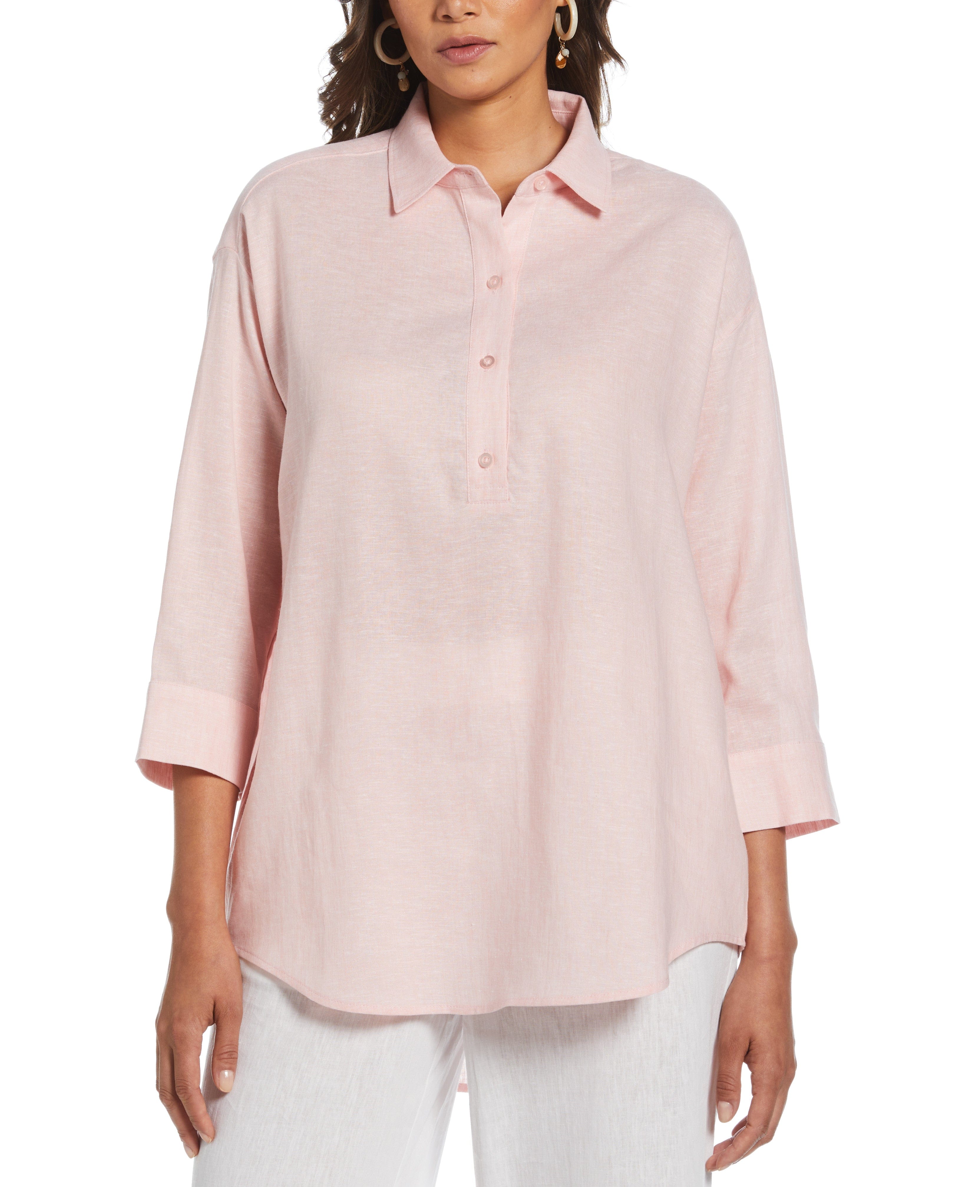 Linen Blend Cross-Dyed Popover Shirt