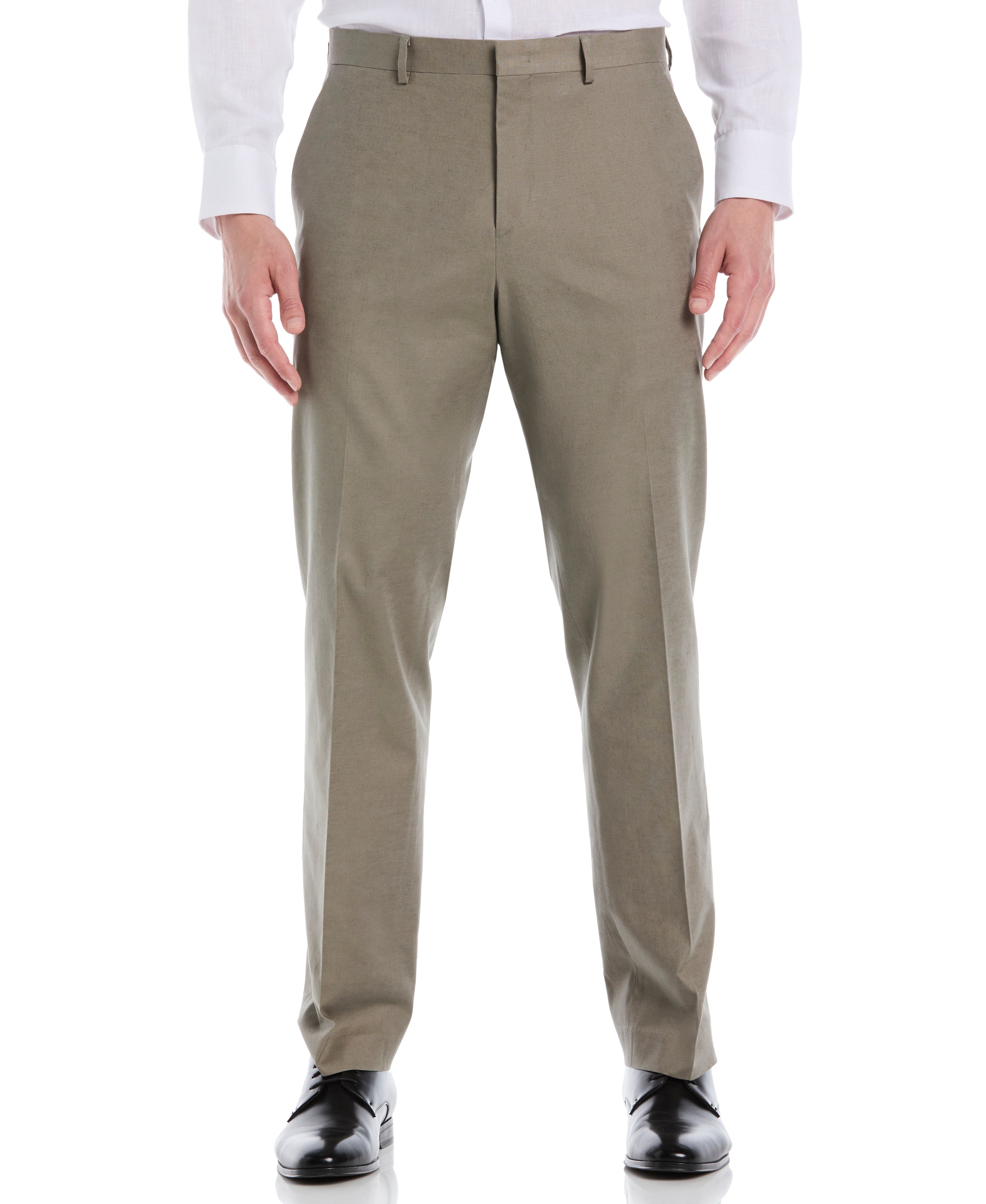 Linen Blend Flat Front Pant