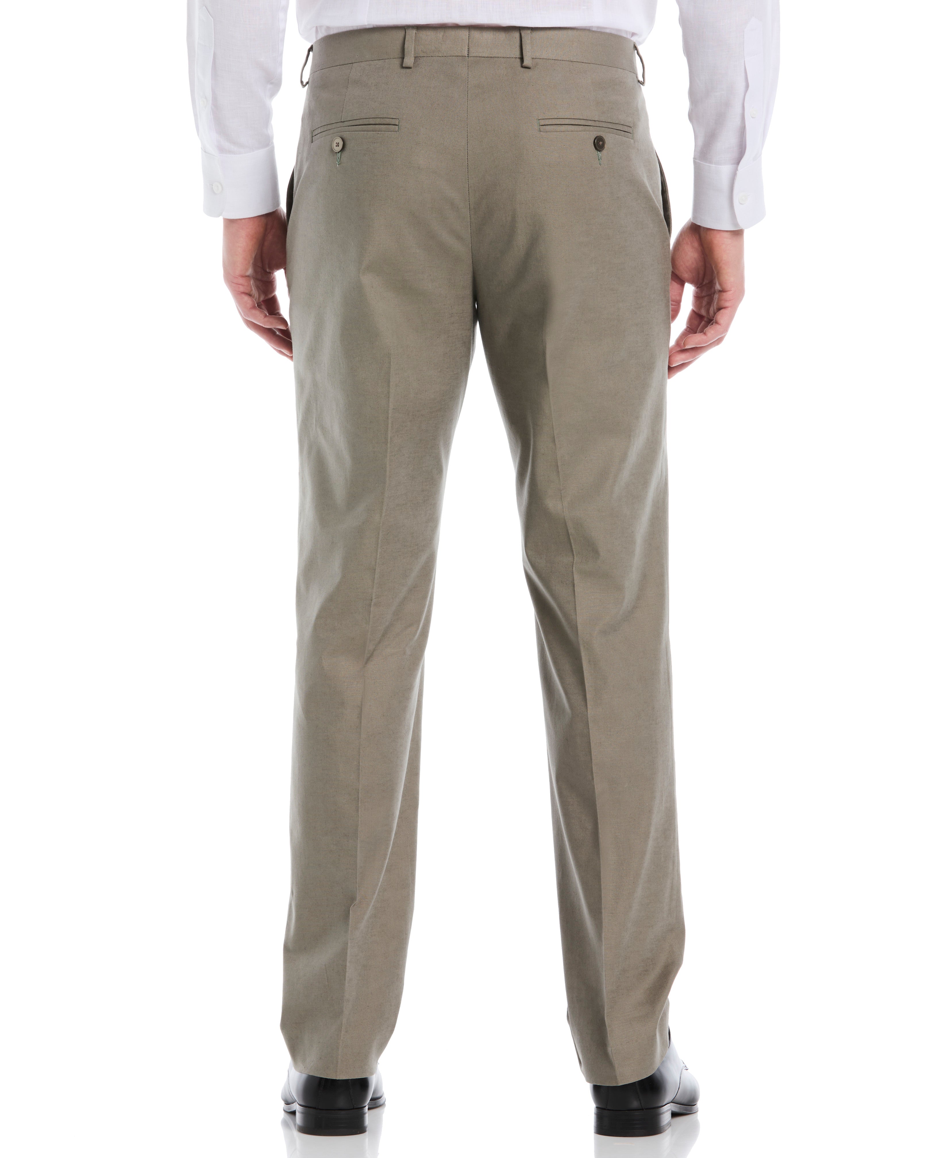 Linen Blend Flat Front Pant