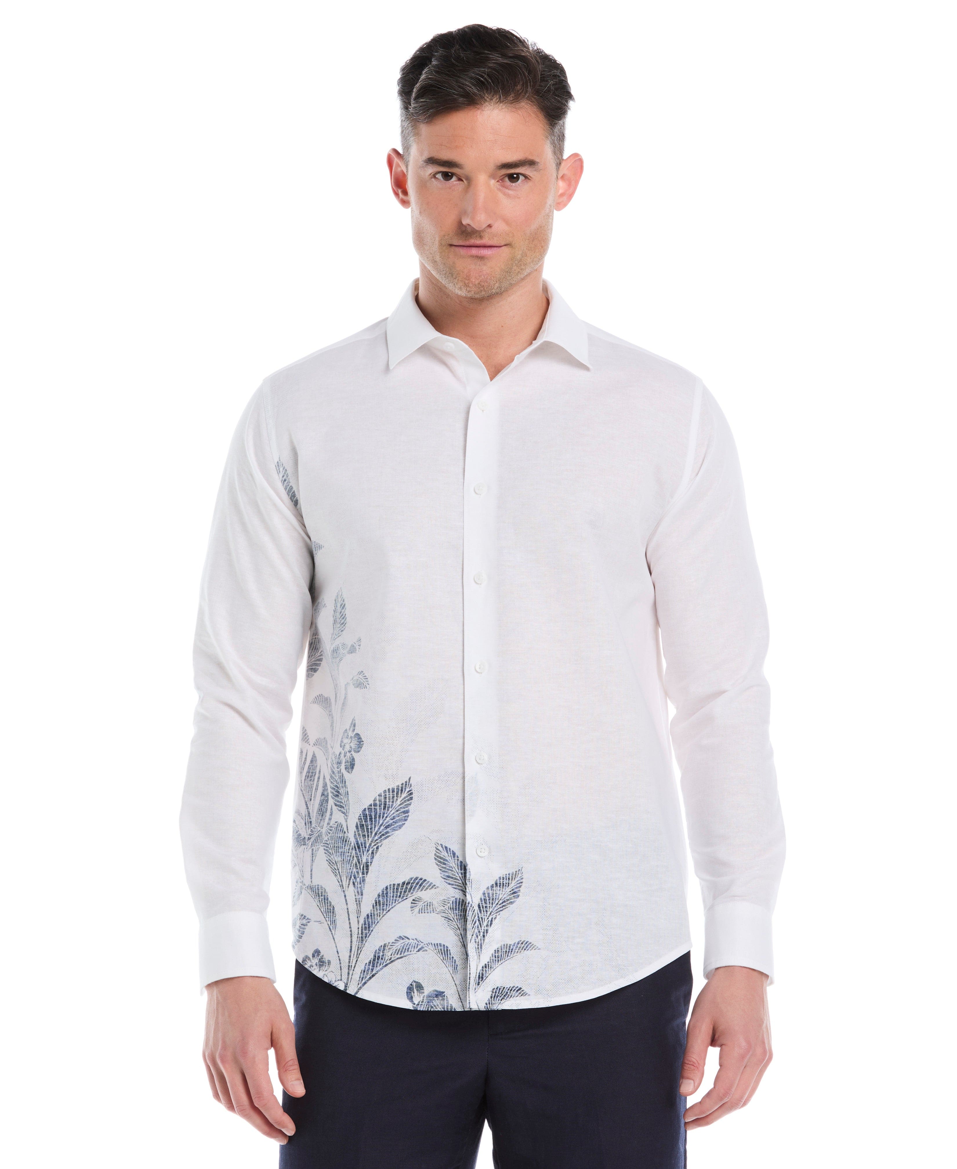 Linen Blend Print Shirt