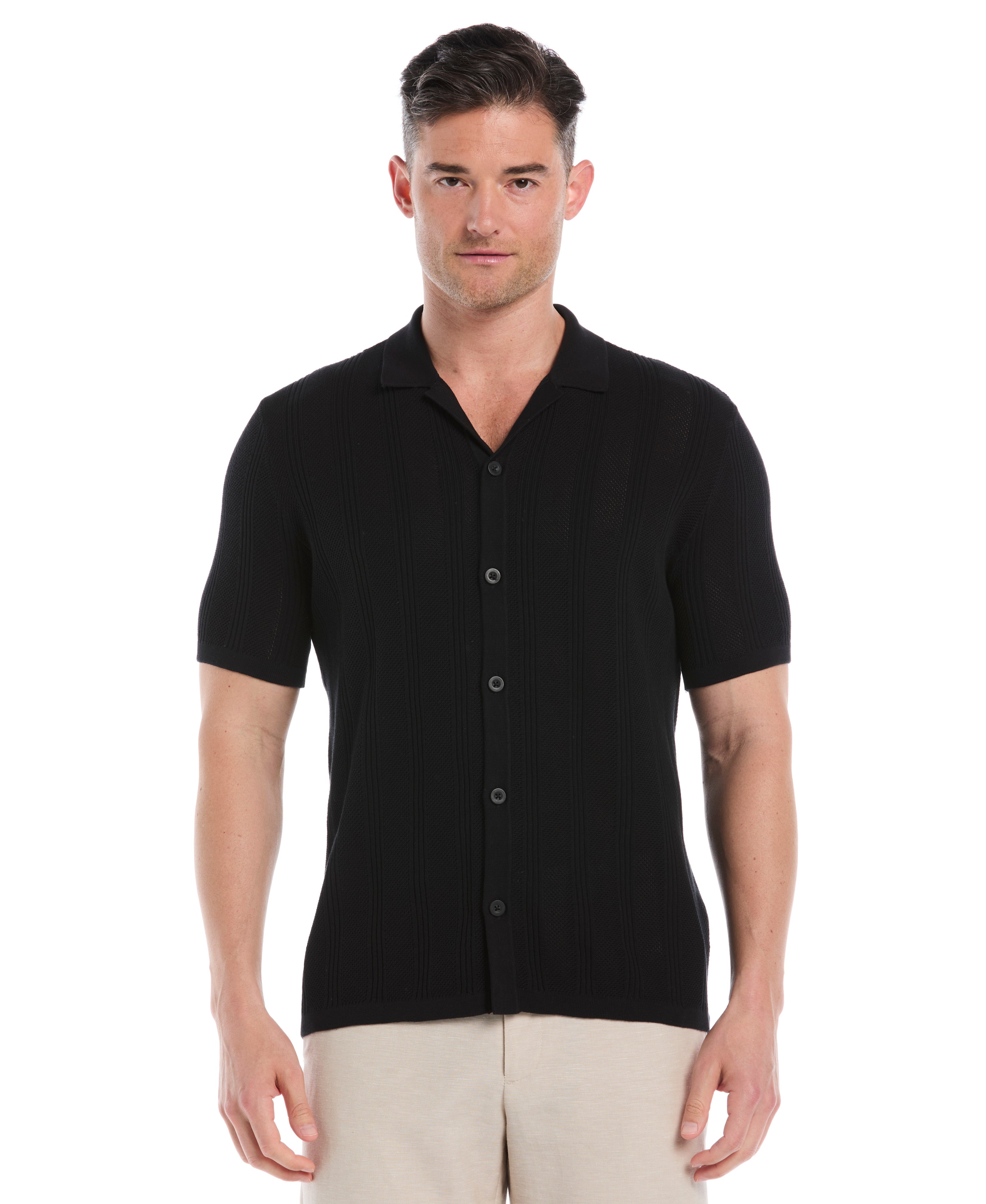 Mesh Stripe Short Sleeve Sweater