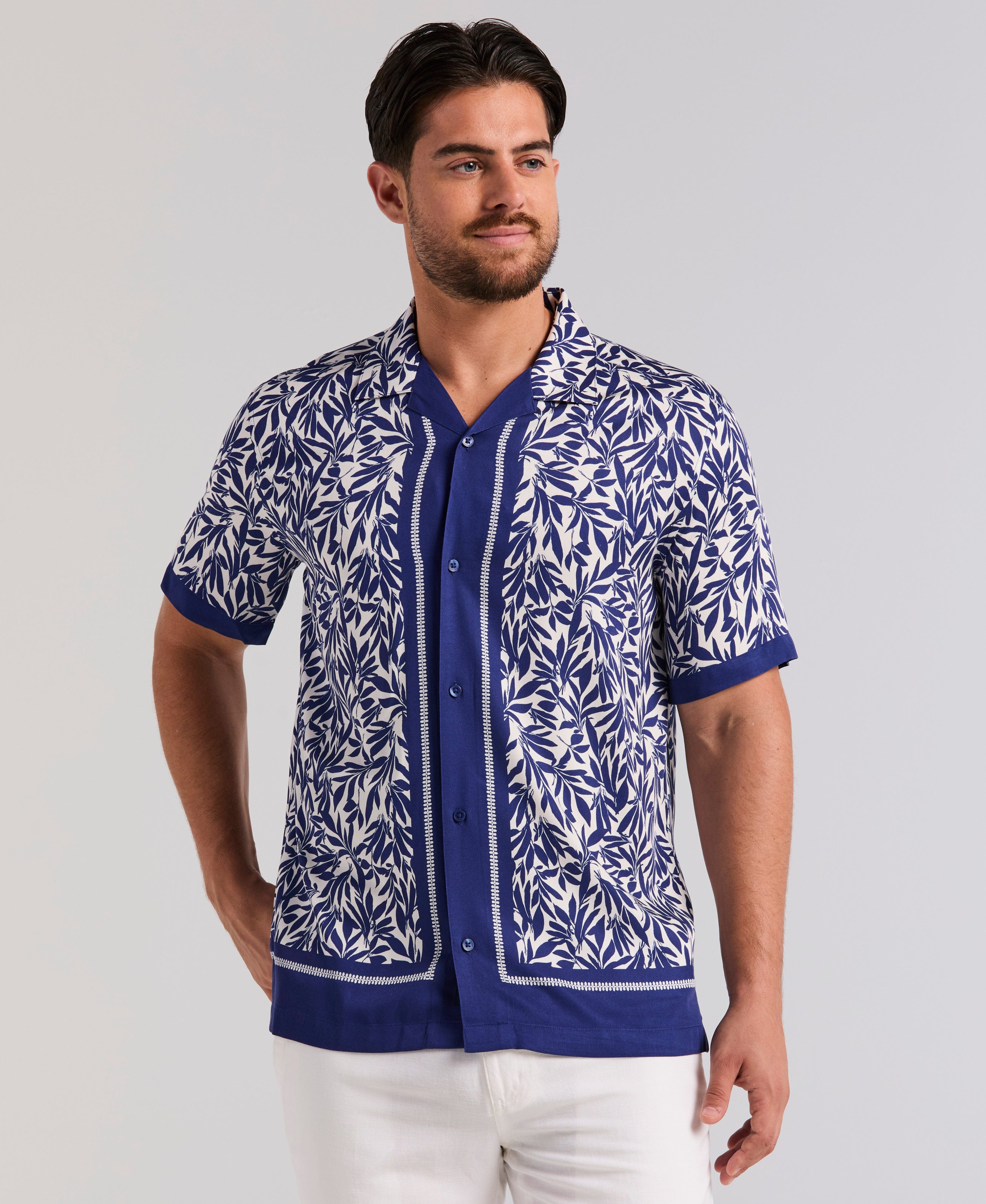 Viscose Twill Leaf Print Shirt