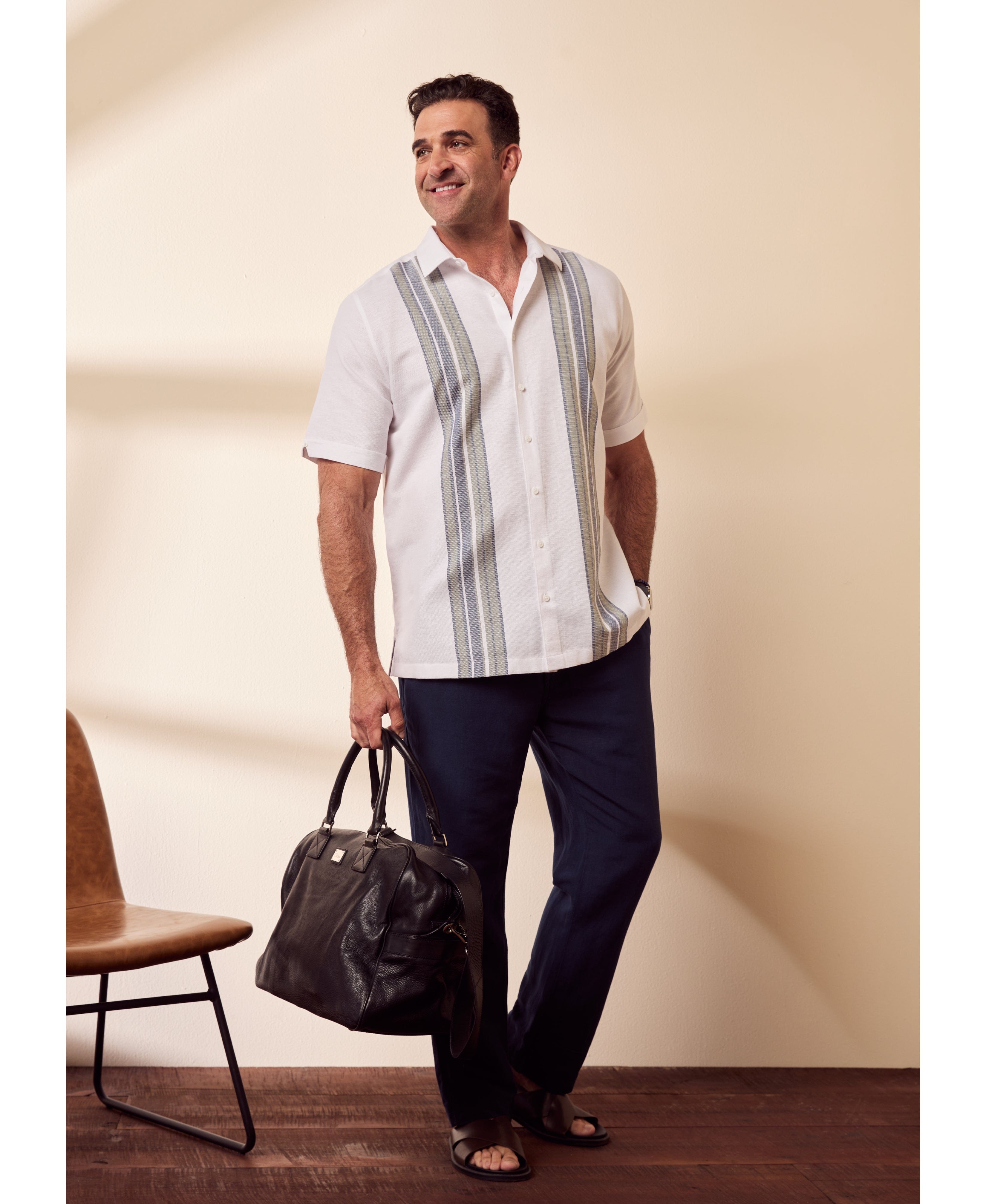 Big & Tall Cotton-Linen Blend Panel Shirt