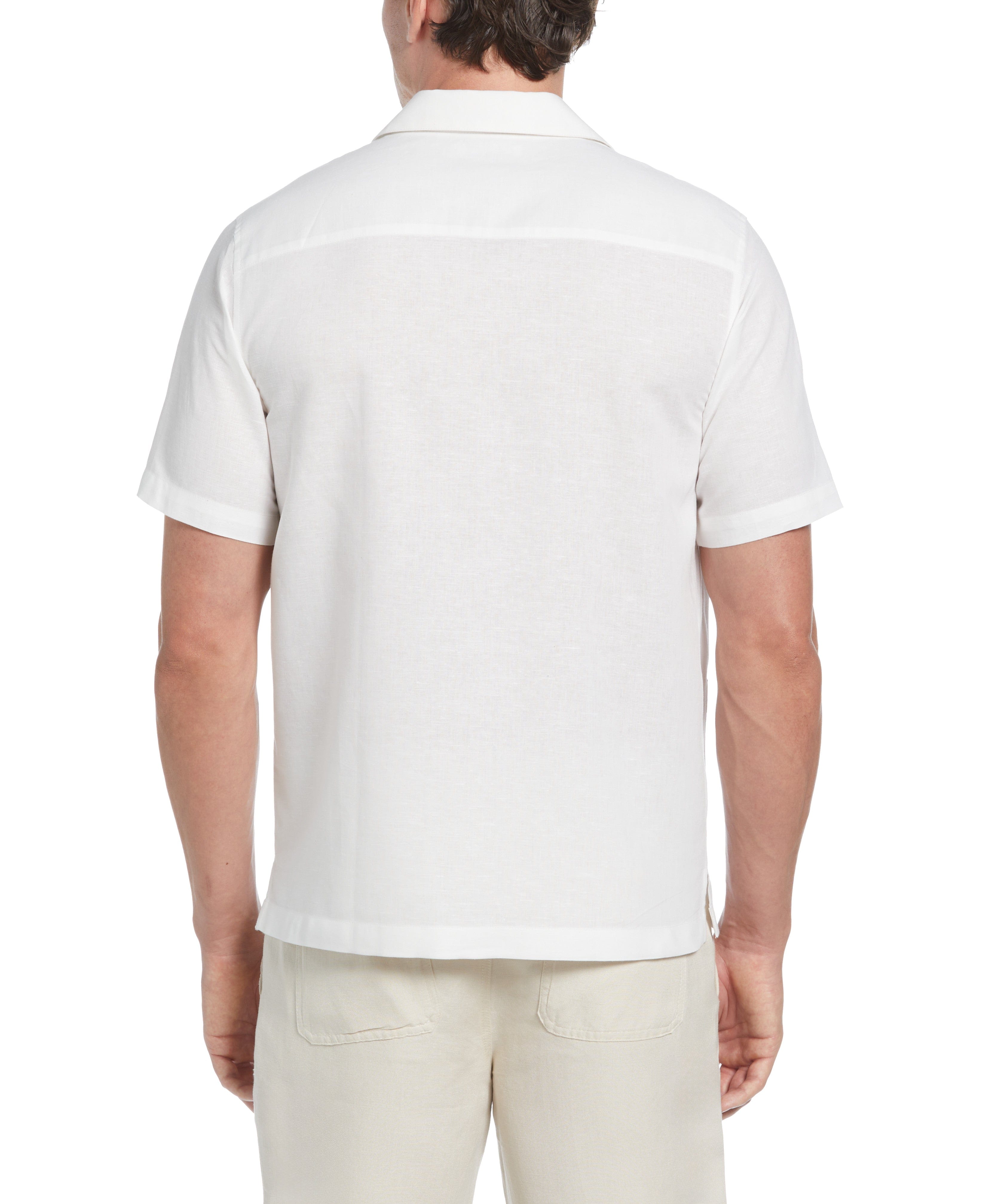 Big & Tall Linen-Blend Applique Panel Guayabera Shirt