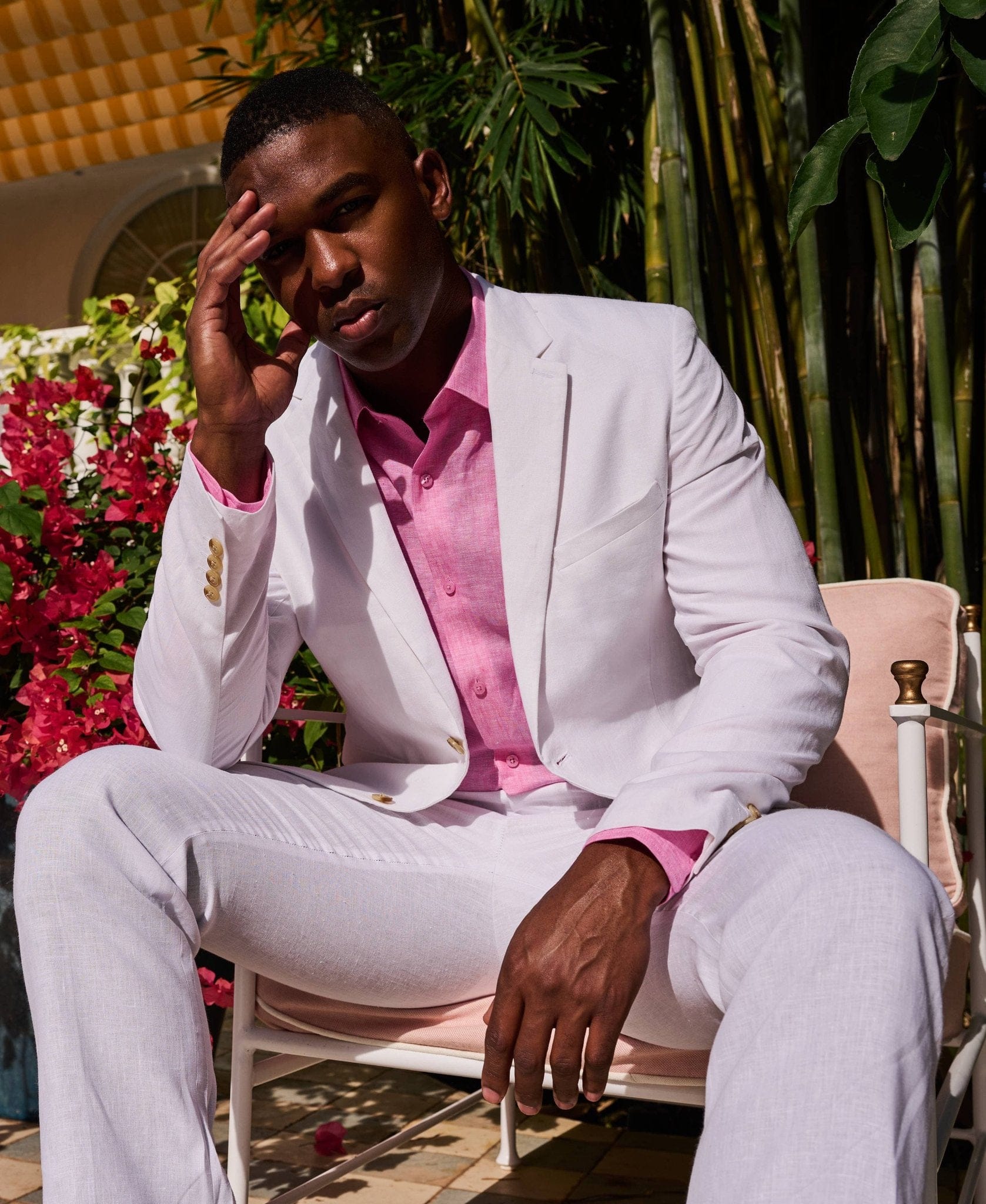 Delave White Linen Suit