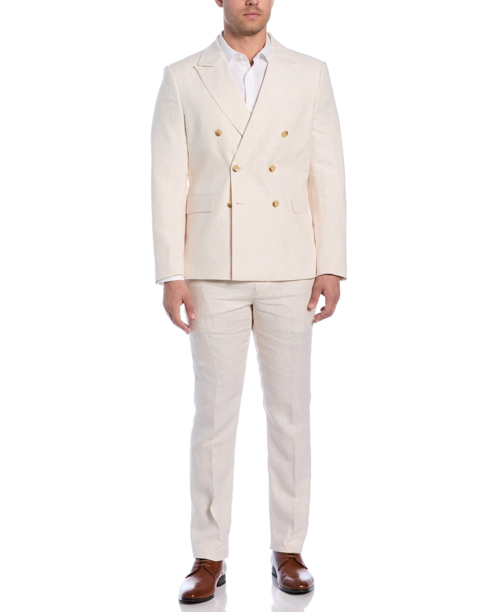 Double Breasted Delave Linen Whitecap Grey Suit