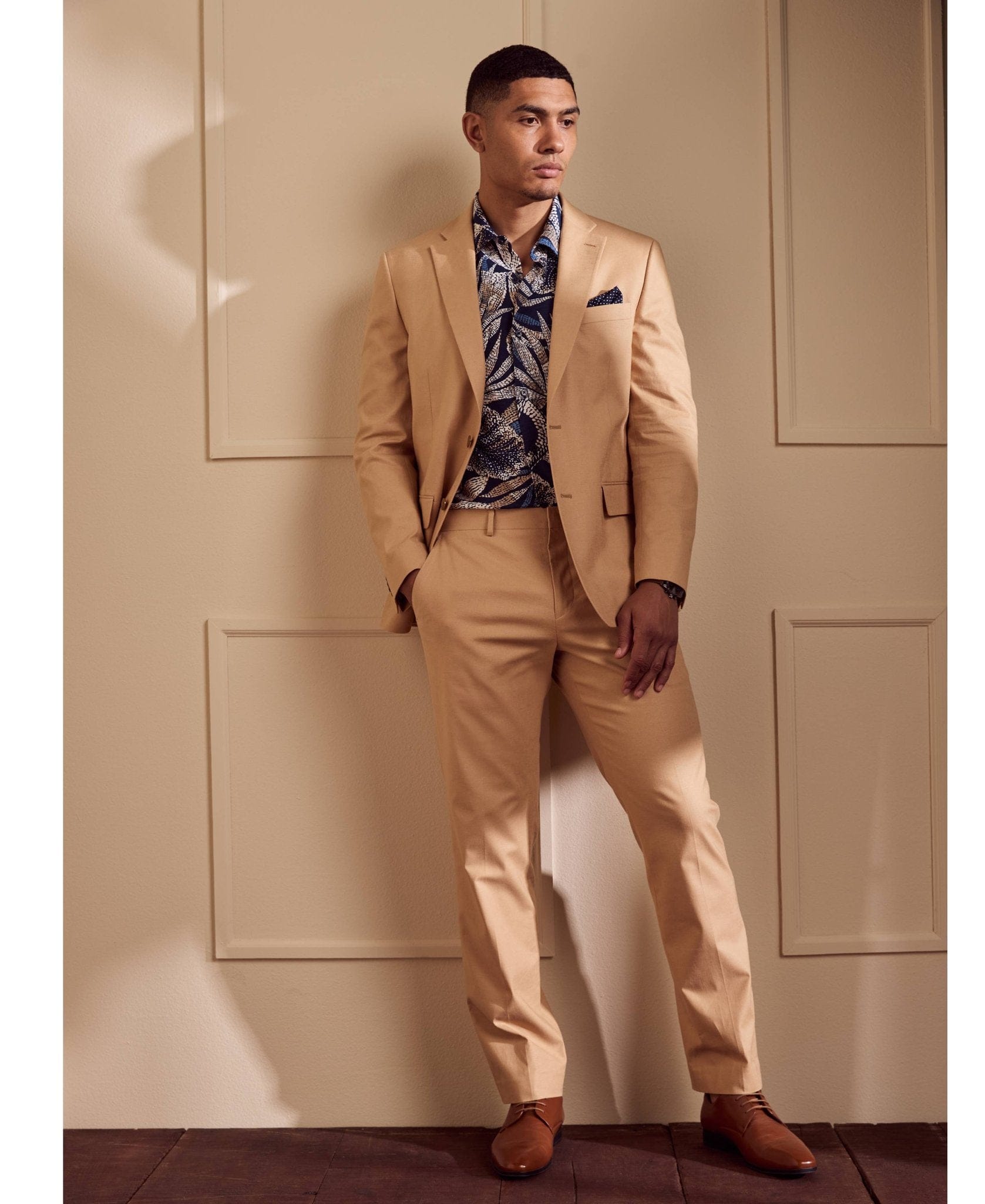 Linen Blend Camel Suit