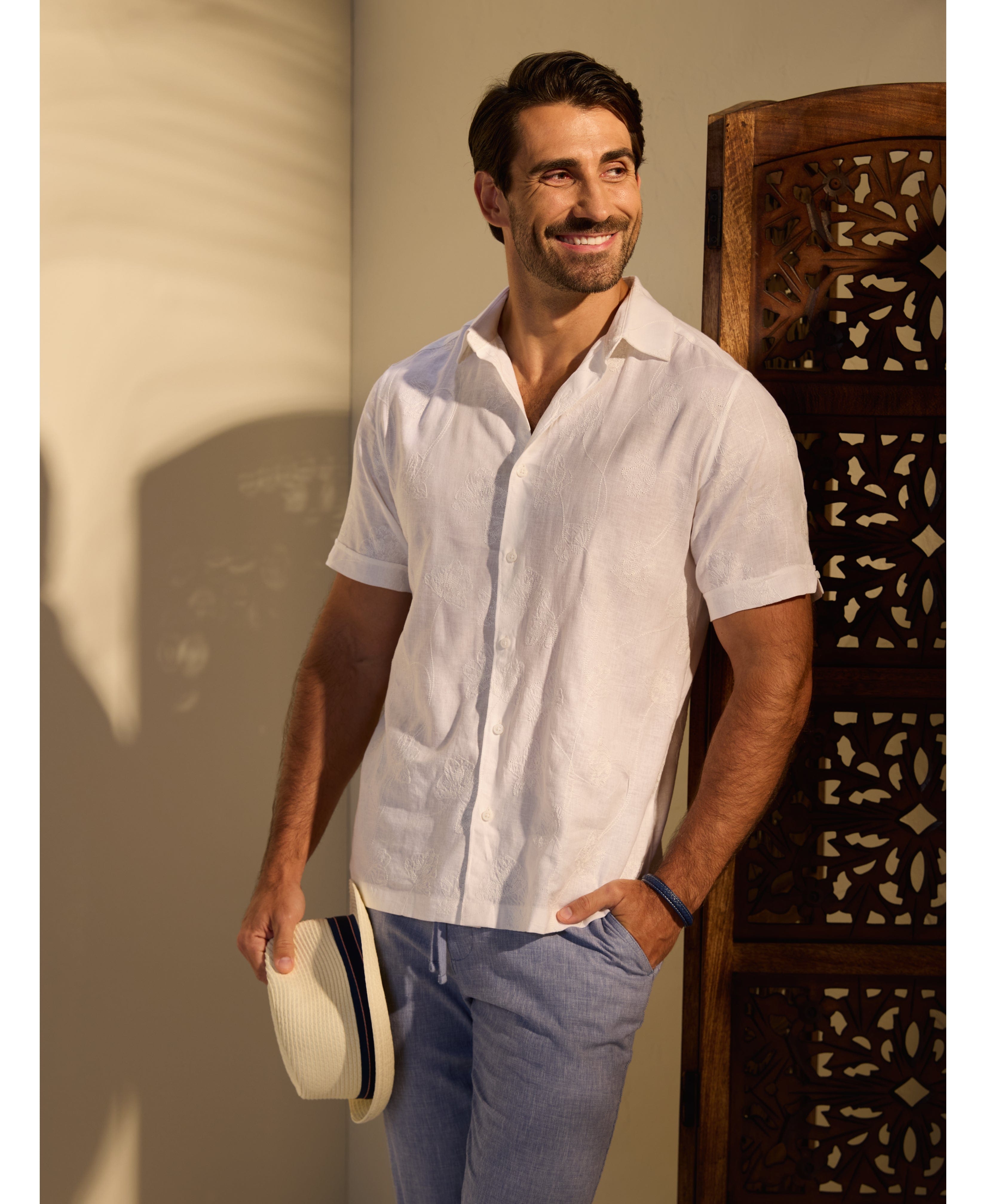 Linen Blend Floral Shifley Shirt