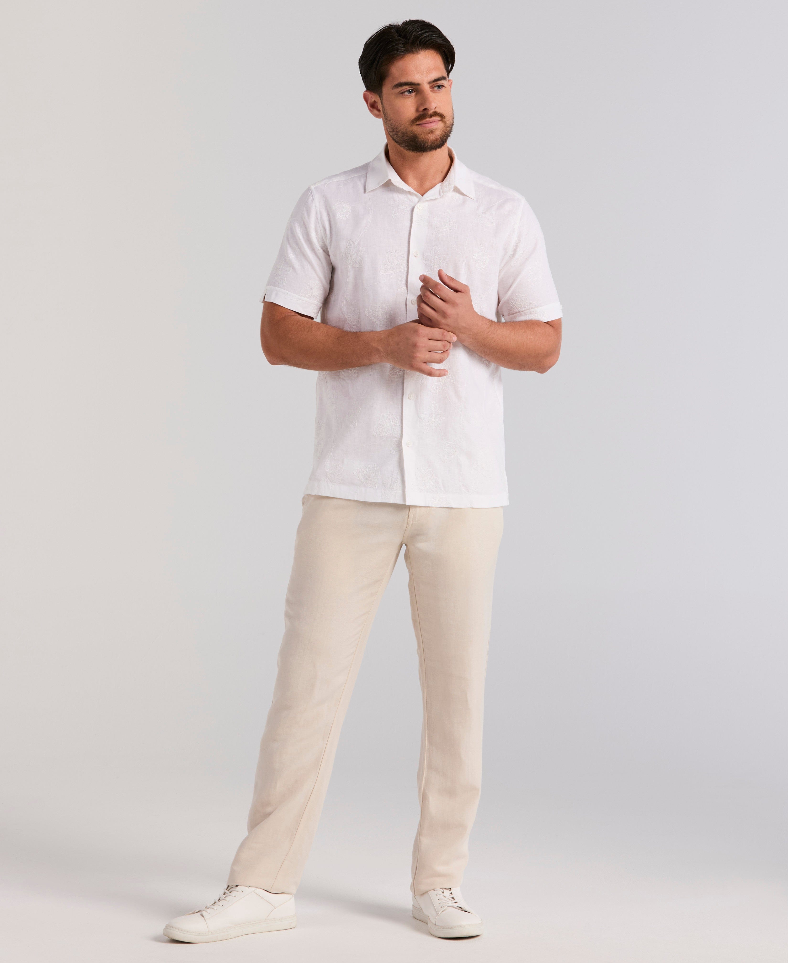 Linen Blend Floral Shifley Shirt