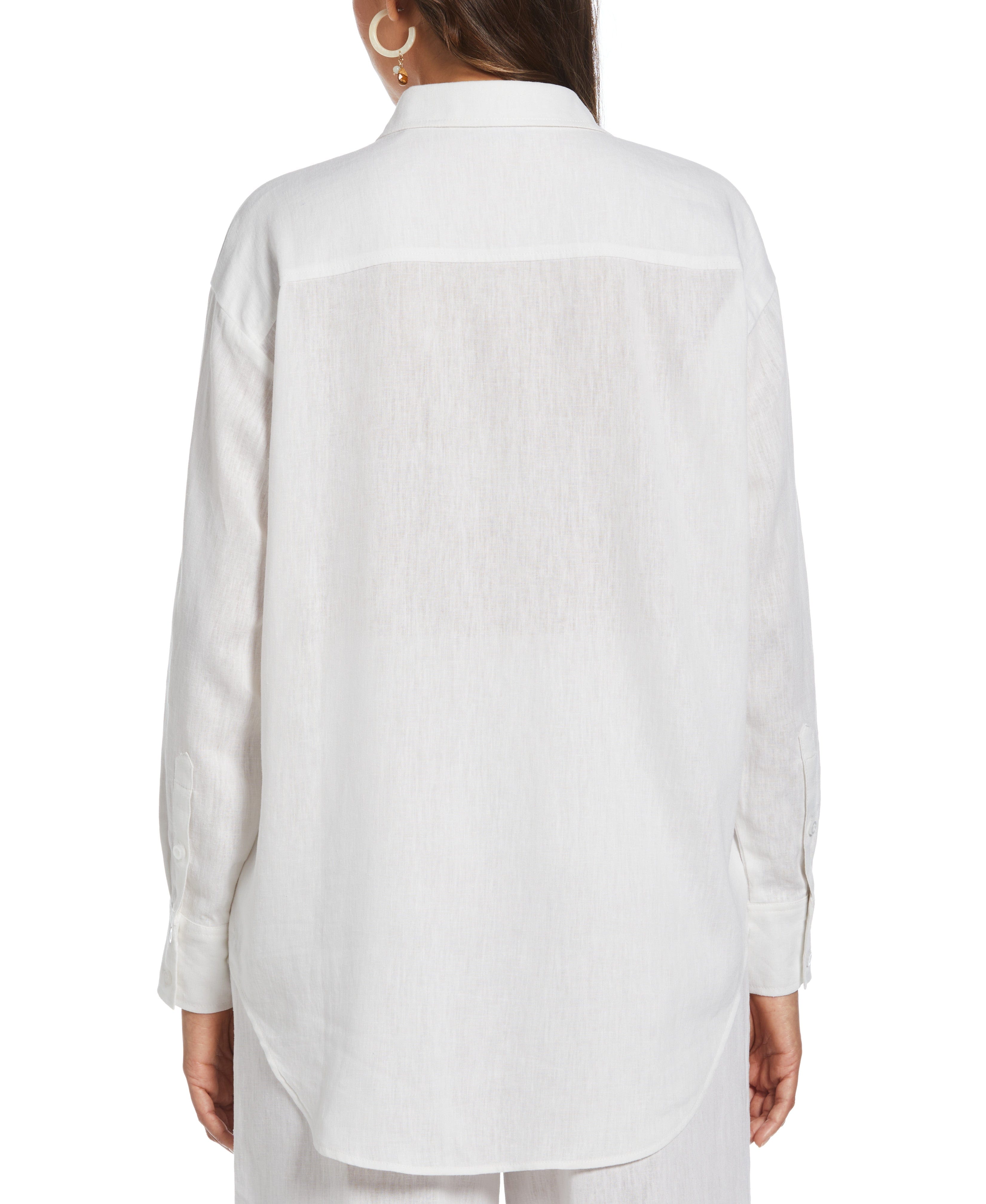 Solid Linen-Blend Blouse