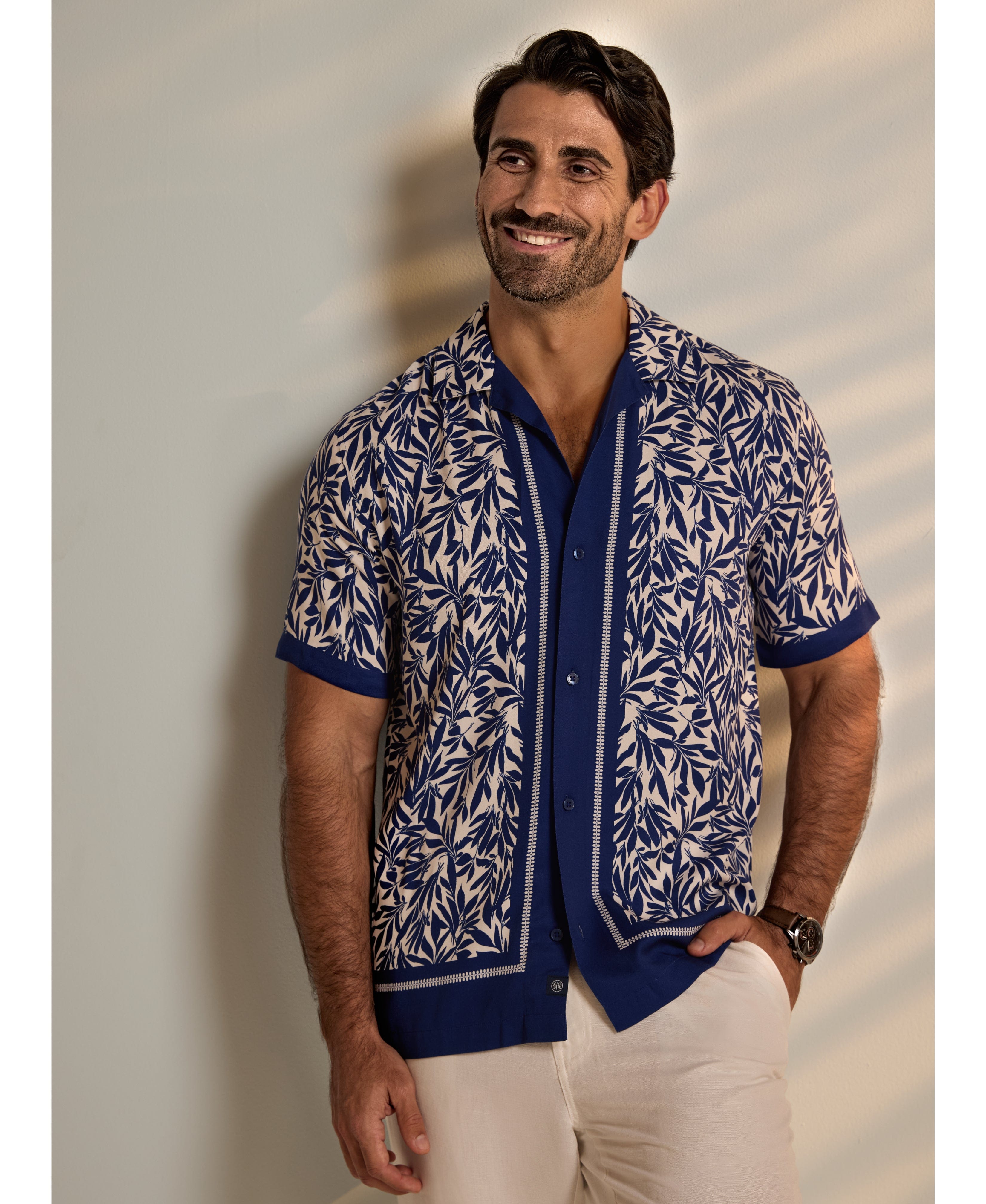 Viscose Twill Leaf Print Shirt