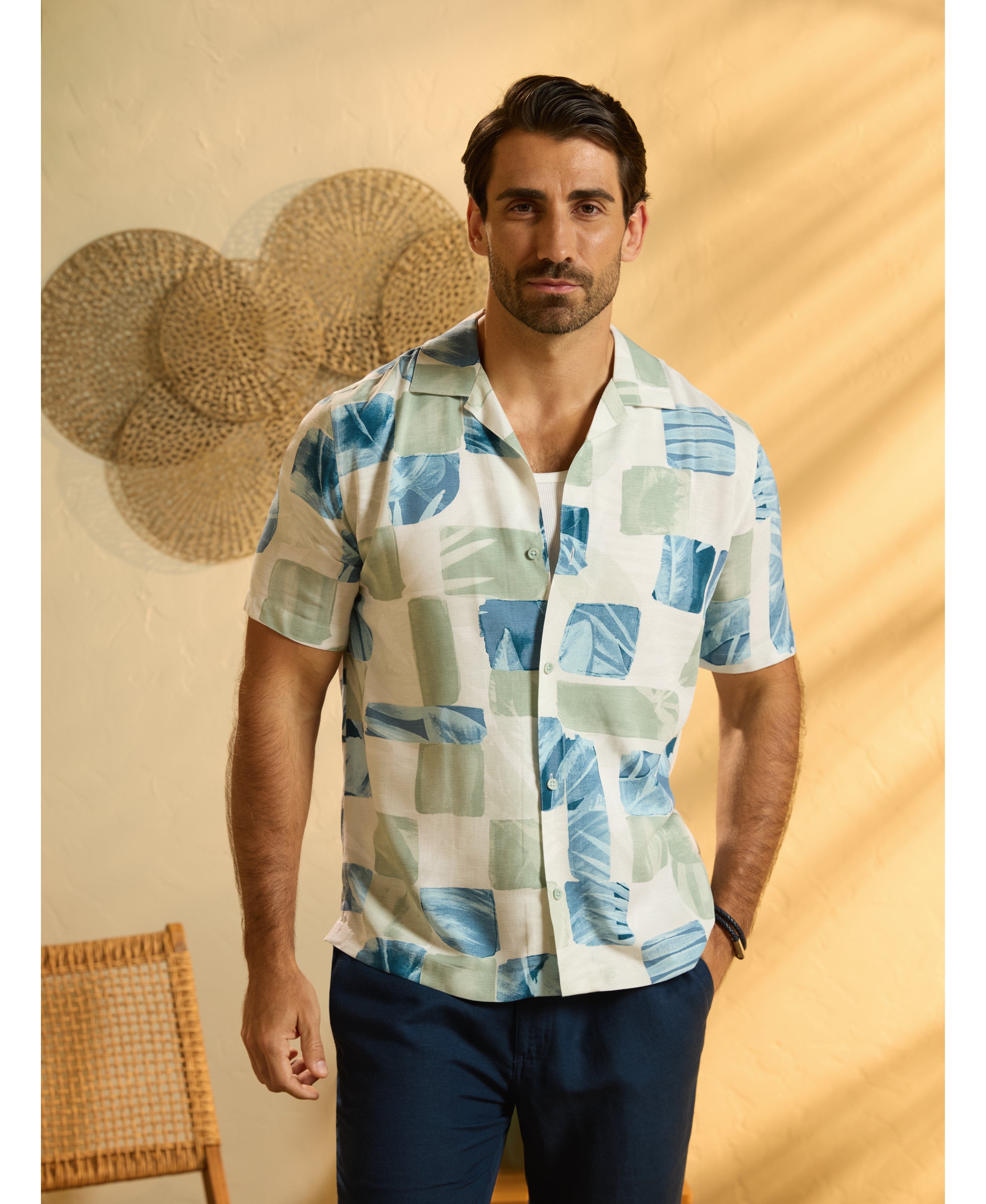 Watercolor Tropical Geo Print Shirt