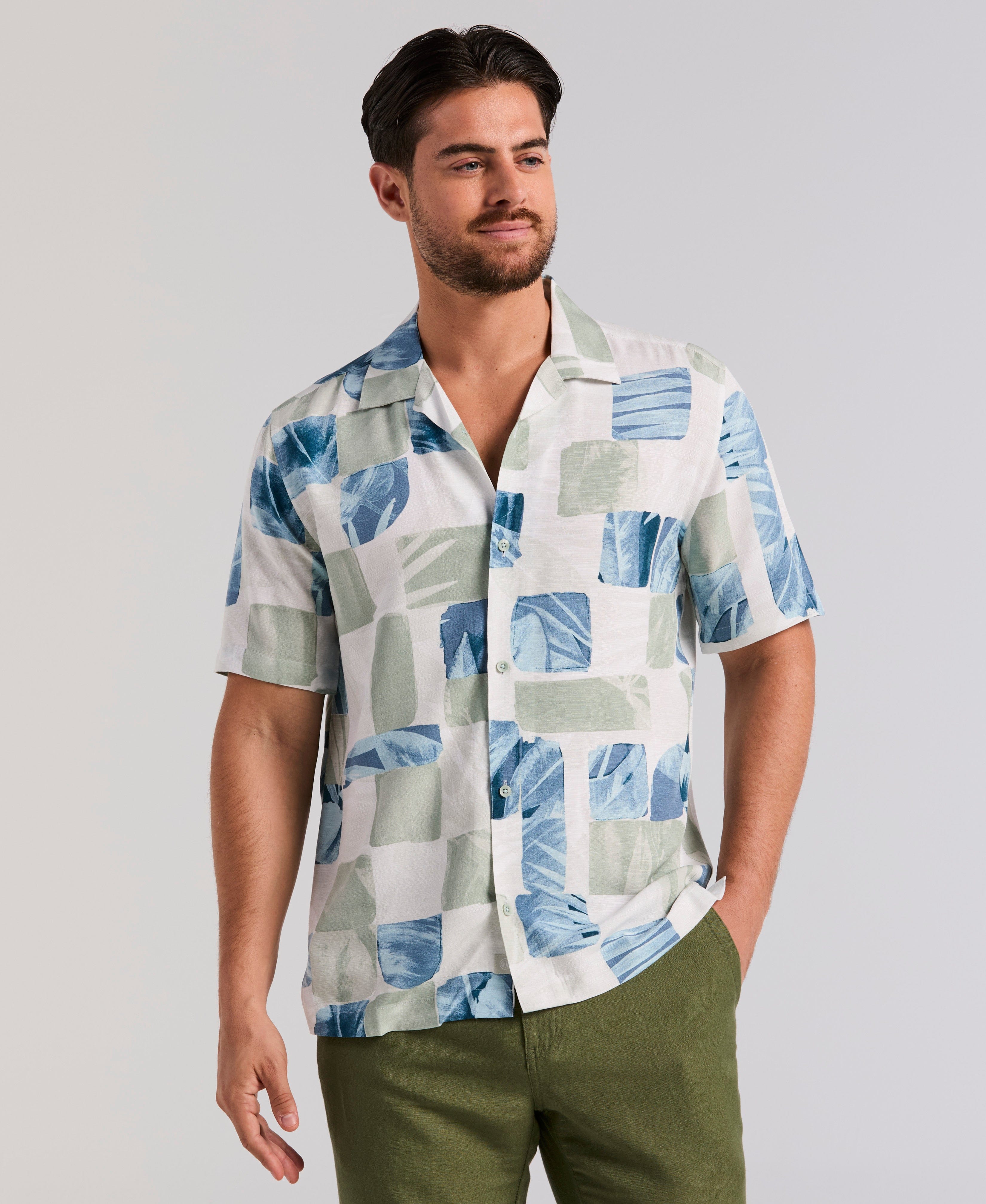 Watercolor Tropical Geo Print Shirt
